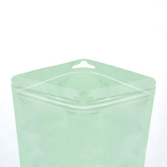 Reusable Flat Zipper Seal Bags – Glossy Half Mantis Green Polypropylene with Window & Butterfly Hang Hole