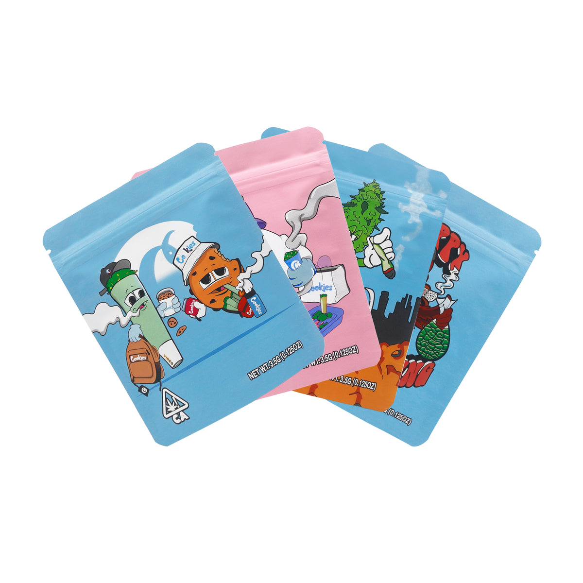 Mixed Four Design Smell Proof Metallic Foil Stand Strong® Bags