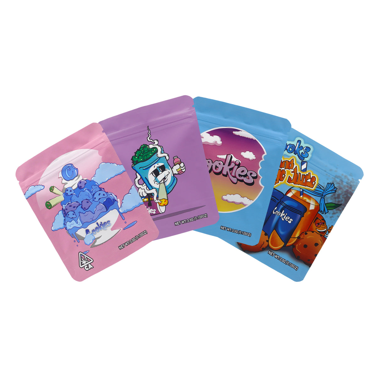 Mixed Four Dessert Theme Smell Proof Metallic Foil Stand Strong® Bags