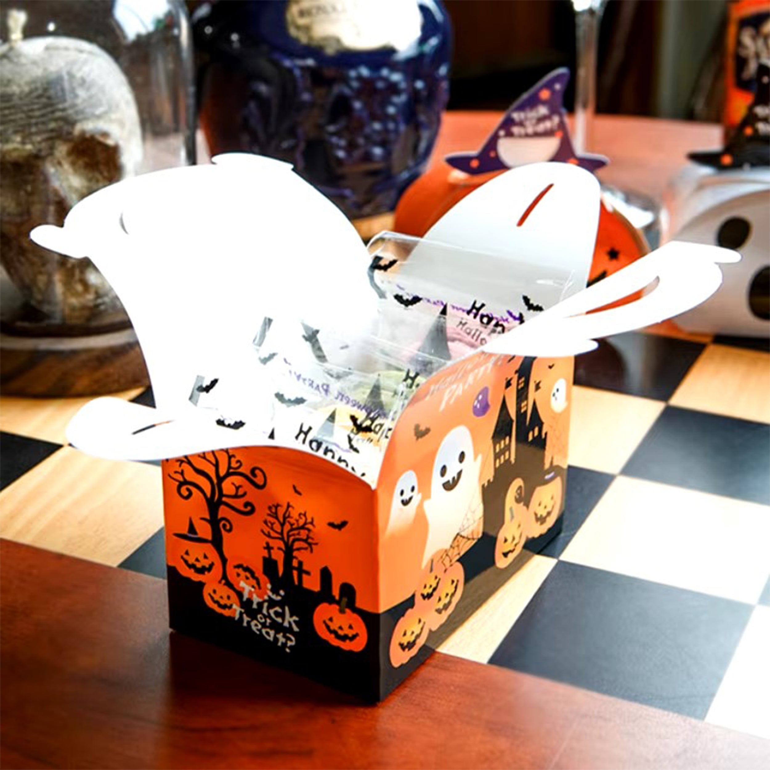 Halloween Designed Cardboard Treat Boxes with Handle