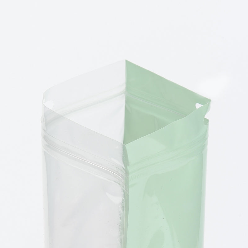 Reusable Flat Zipper Seal Bags – Glossy Half Mantis Green Polypropylene with Window & Butterfly Hang Hole