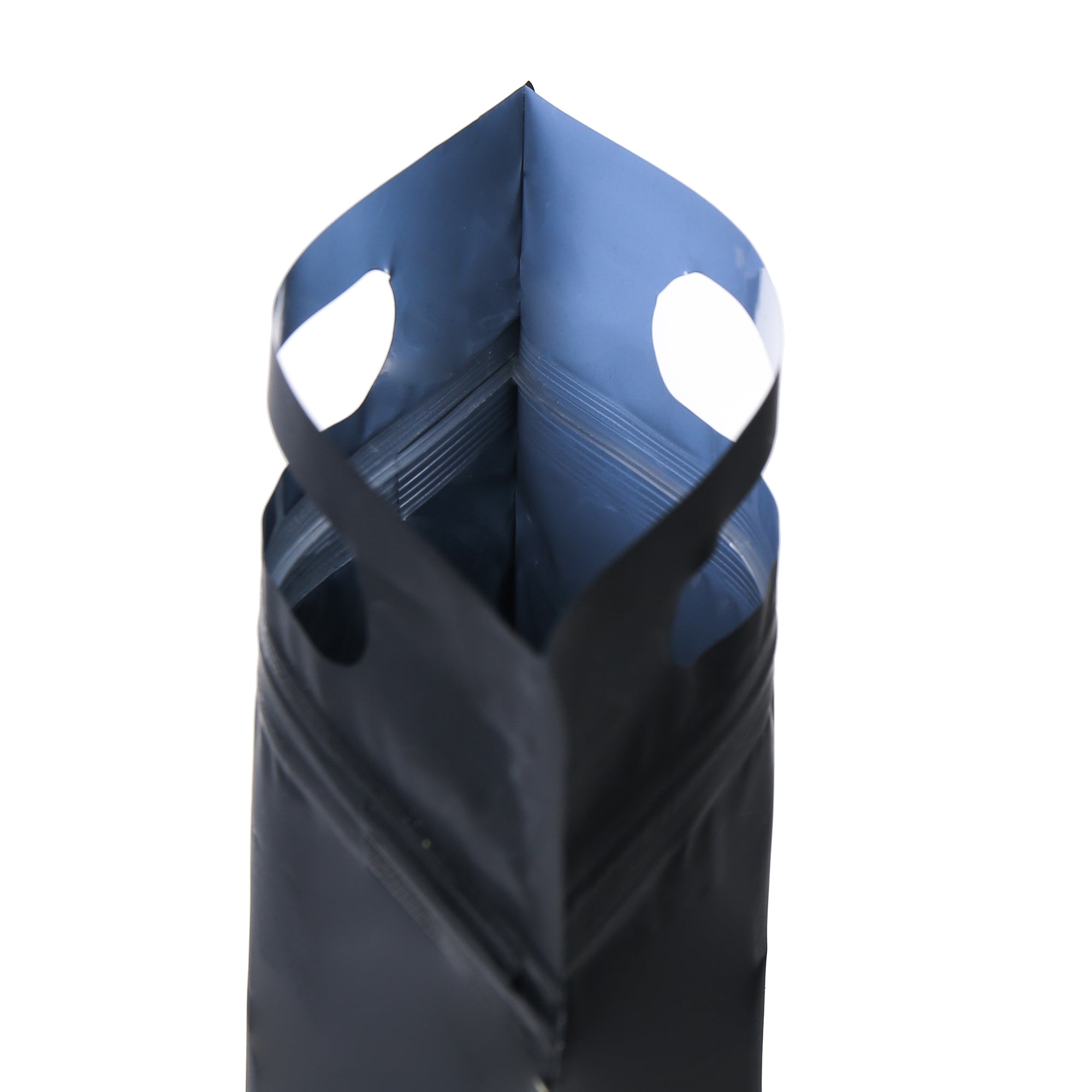Smooth Matte Waxed Black Side Gusset Stand Strong® Bags with Die Cut Handles