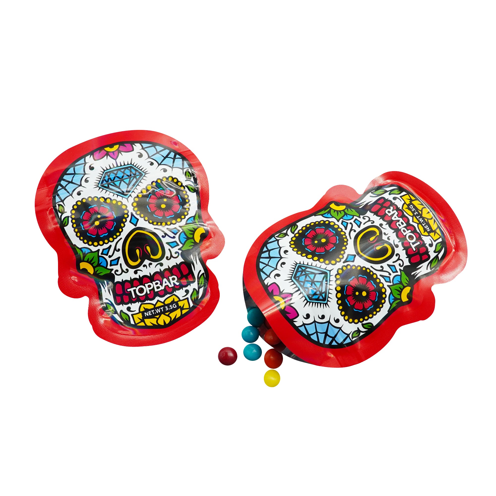 Matte Skull Die Cut Smell Proof Mylar Foil Flat Zipper Seal Bags