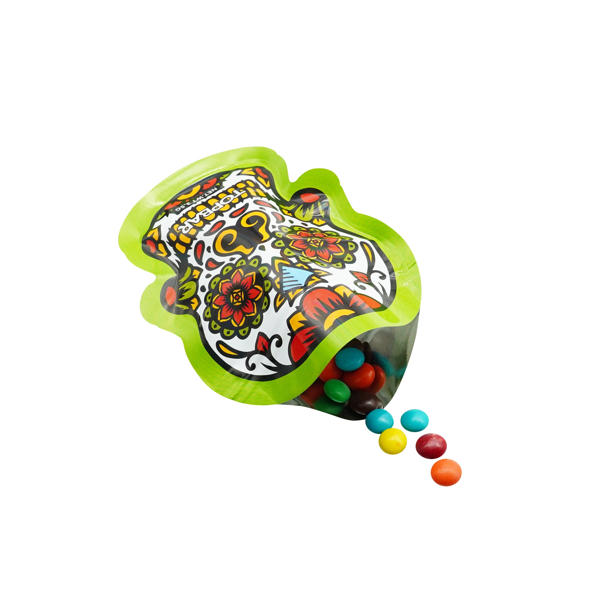 Matte Skull Die Cut Smell Proof Mylar Foil Flat Zipper Seal Bags