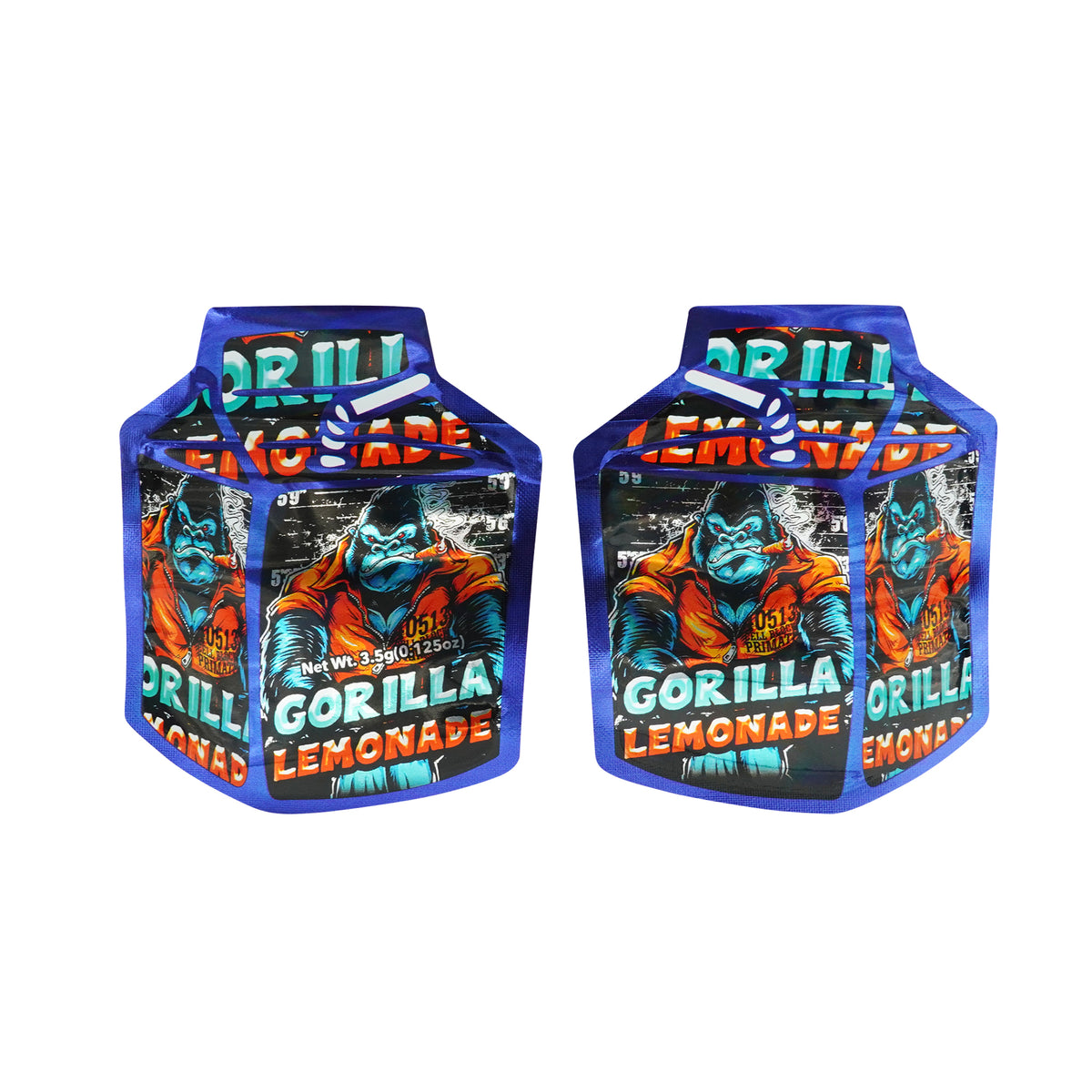 Flat Zipper Seal Bags – Holographic Milk Carton Gorilla Smell Proof Mylar Foil