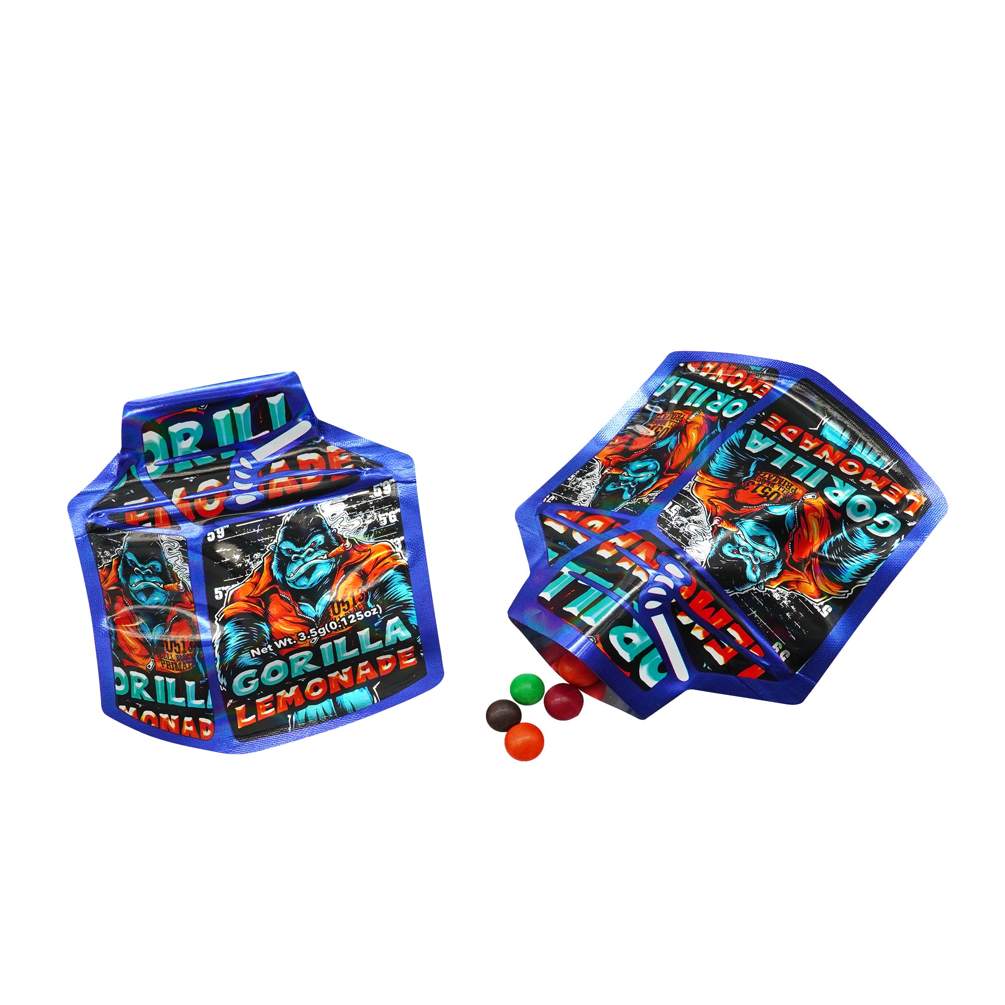 Flat Zipper Seal Bags – Holographic Milk Carton Gorilla Smell Proof Mylar Foil