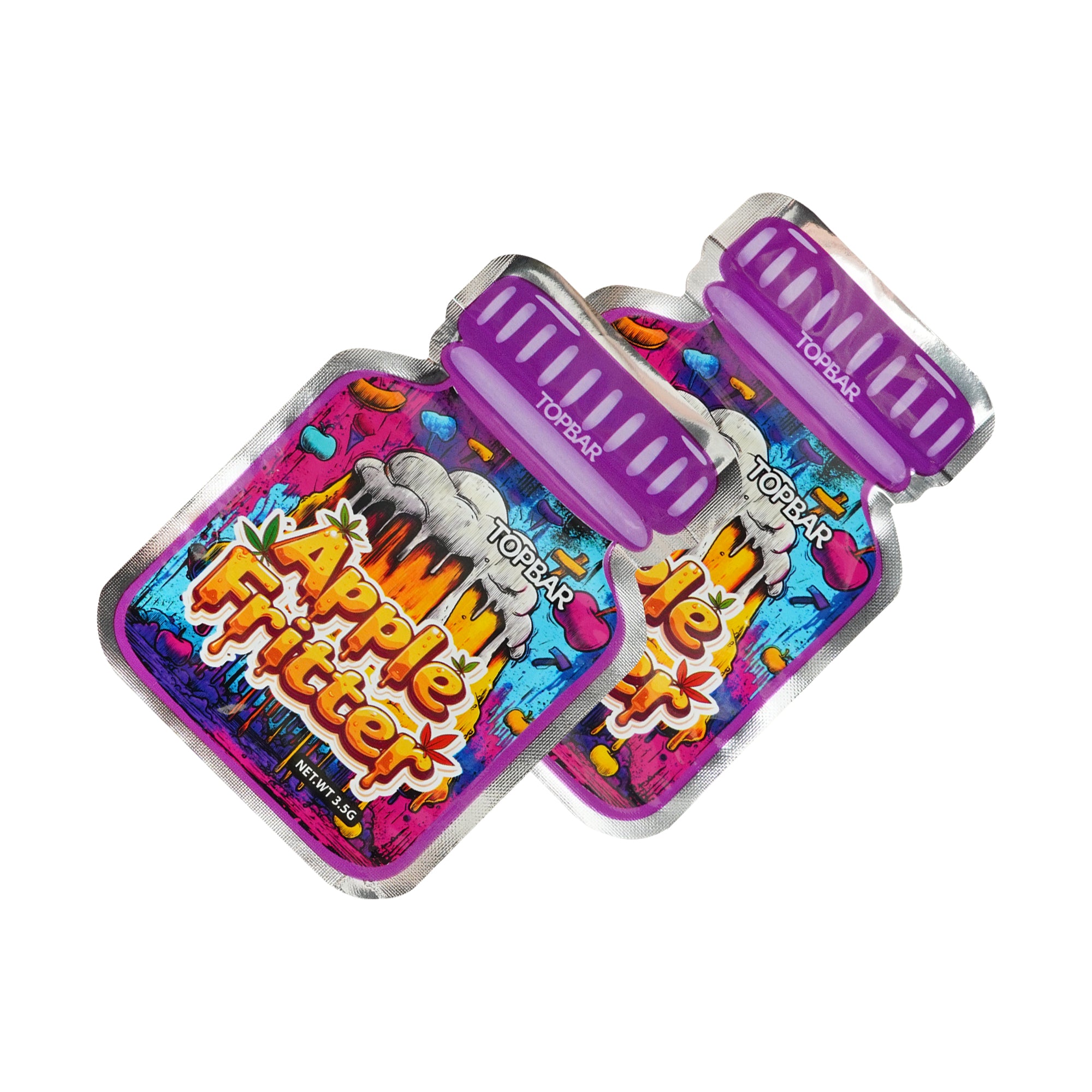 Holographic Jar Bottle Die Cut Smell Proof Mylar Foil Flat Zipper Seal Bags