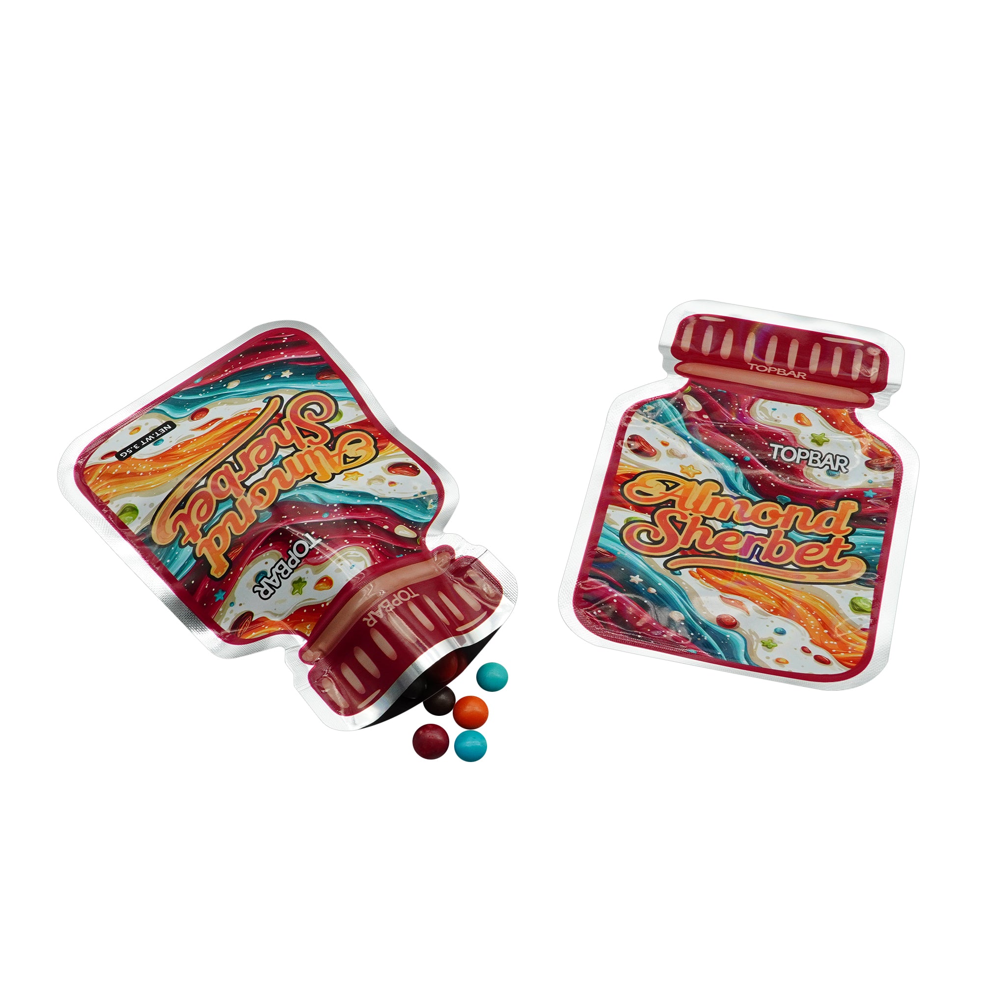 Holographic Jar Bottle Die Cut Smell Proof Mylar Foil Flat Zipper Seal Bags