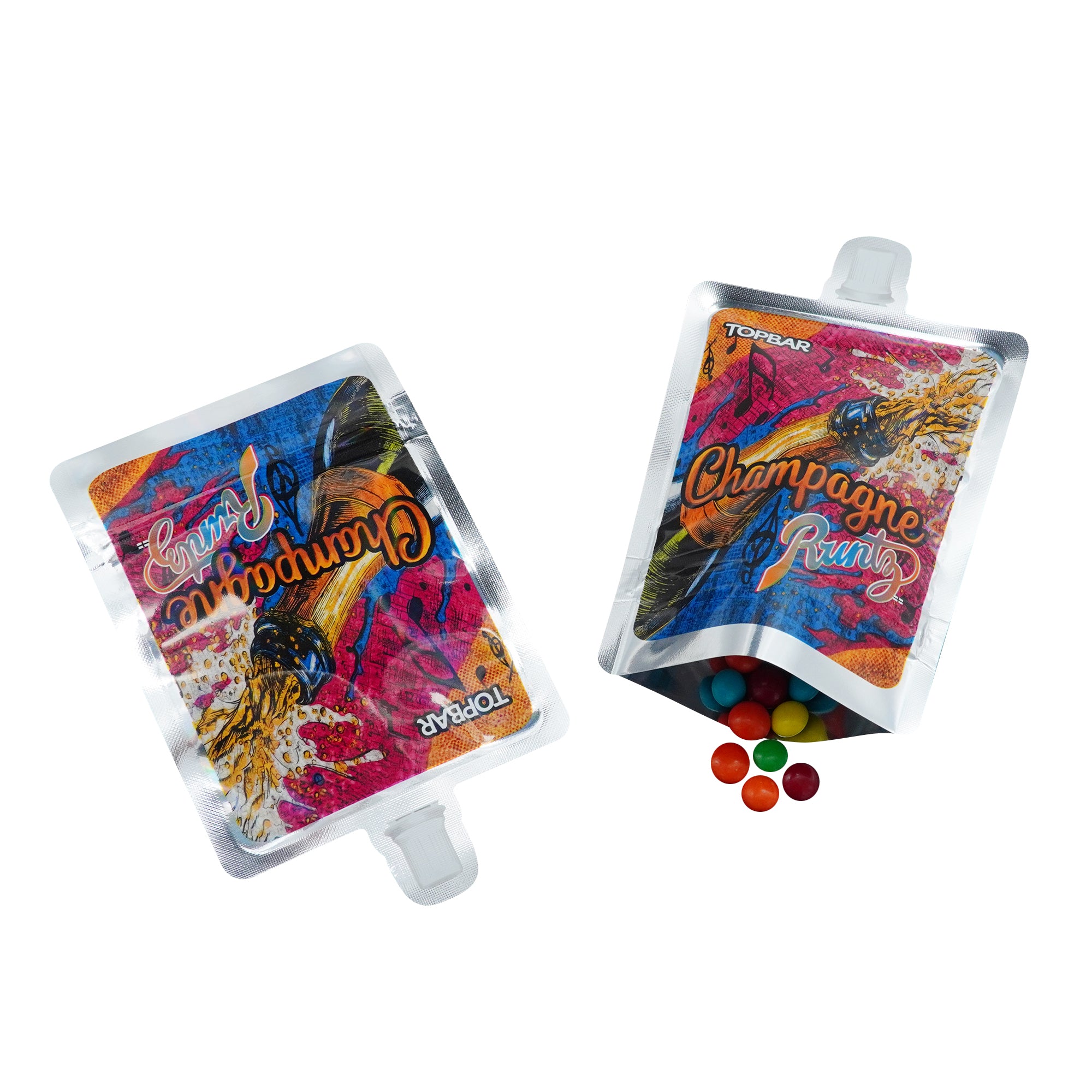 Holographic Bottle Pouch Die Cut Smell Proof Mylar Foil Flat Zipper Seal Bags