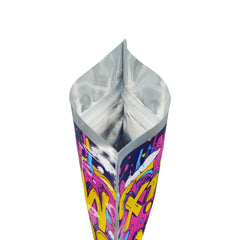 Holographic Bottle Pouch Die Cut Smell Proof Mylar Foil Flat Zipper Seal Bags