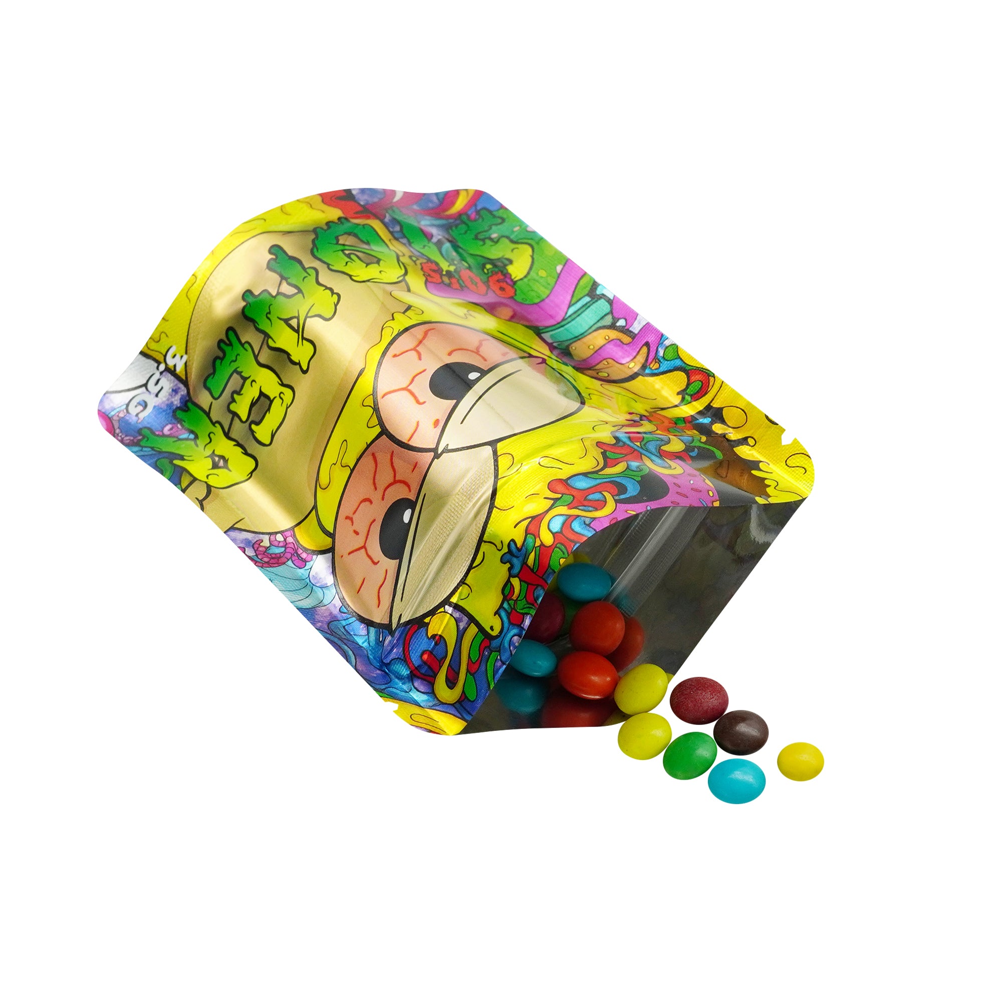 Holographic 90s Cartoon Smell Proof Metallized Foil Stand Strong® Bags