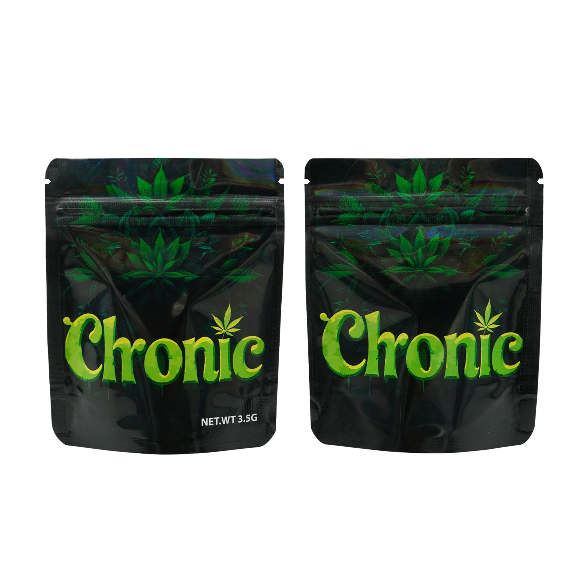 Holographic Emerald Green Smell Proof Metallized Foil Stand Strong® Bags