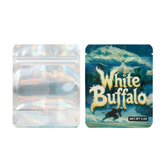 Half Holographic Buffalo Smell Proof Metallized Foil Stand Strong® Bags