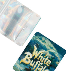 Half Holographic Assorted Design Smell Proof Mylar Foil Stand Strong® Bags
