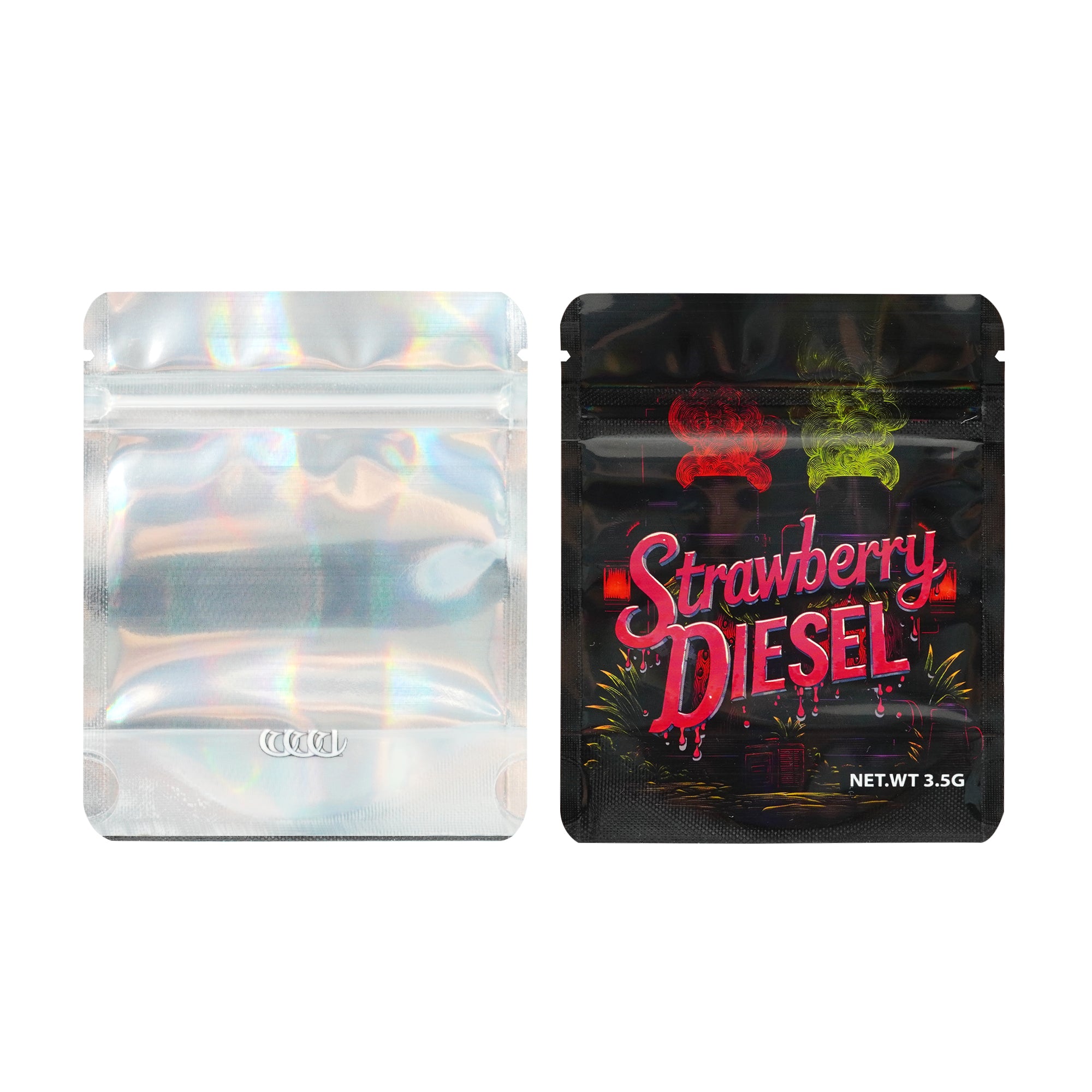 Half Holographic Diesel Smell Proof Metallized Foil Stand Strong® Bags
