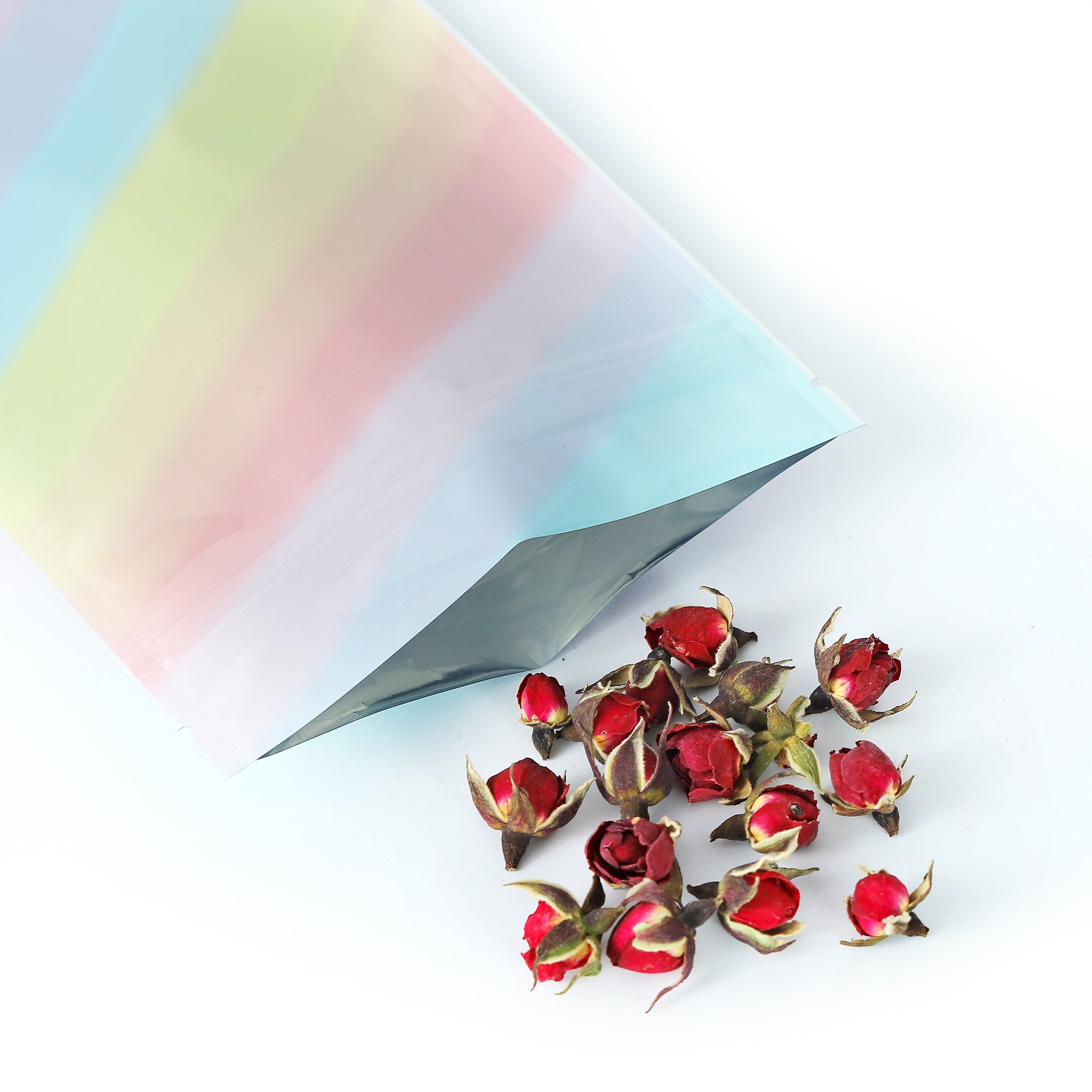 Reusable Flat Zipper Seal Bags – Glossy Double-Sided Rainbow Ice Cream Ombre Gradient Mylar