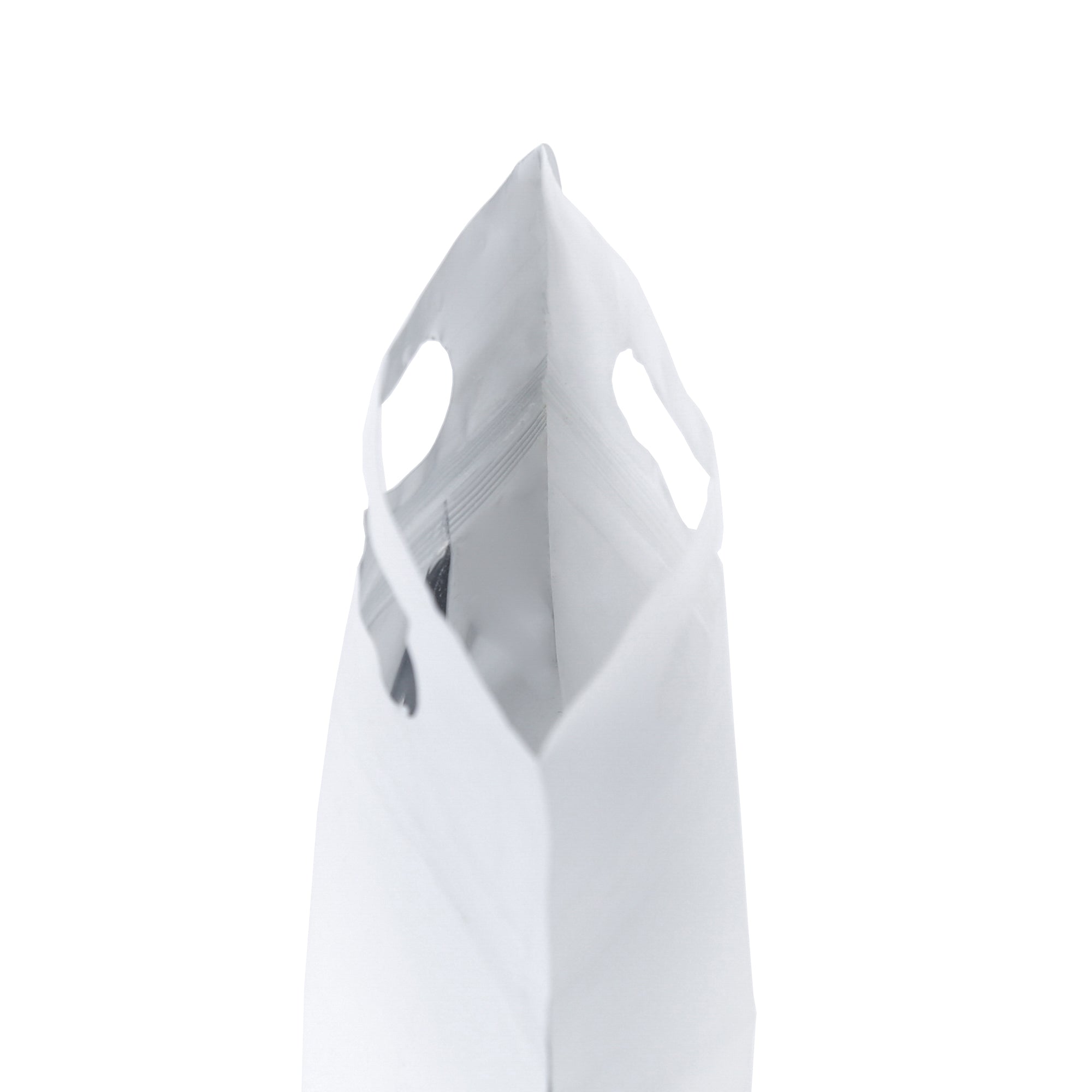 Smooth Matte Winter White Side Gusset Stand Strong® Bags with Die Cut Handles