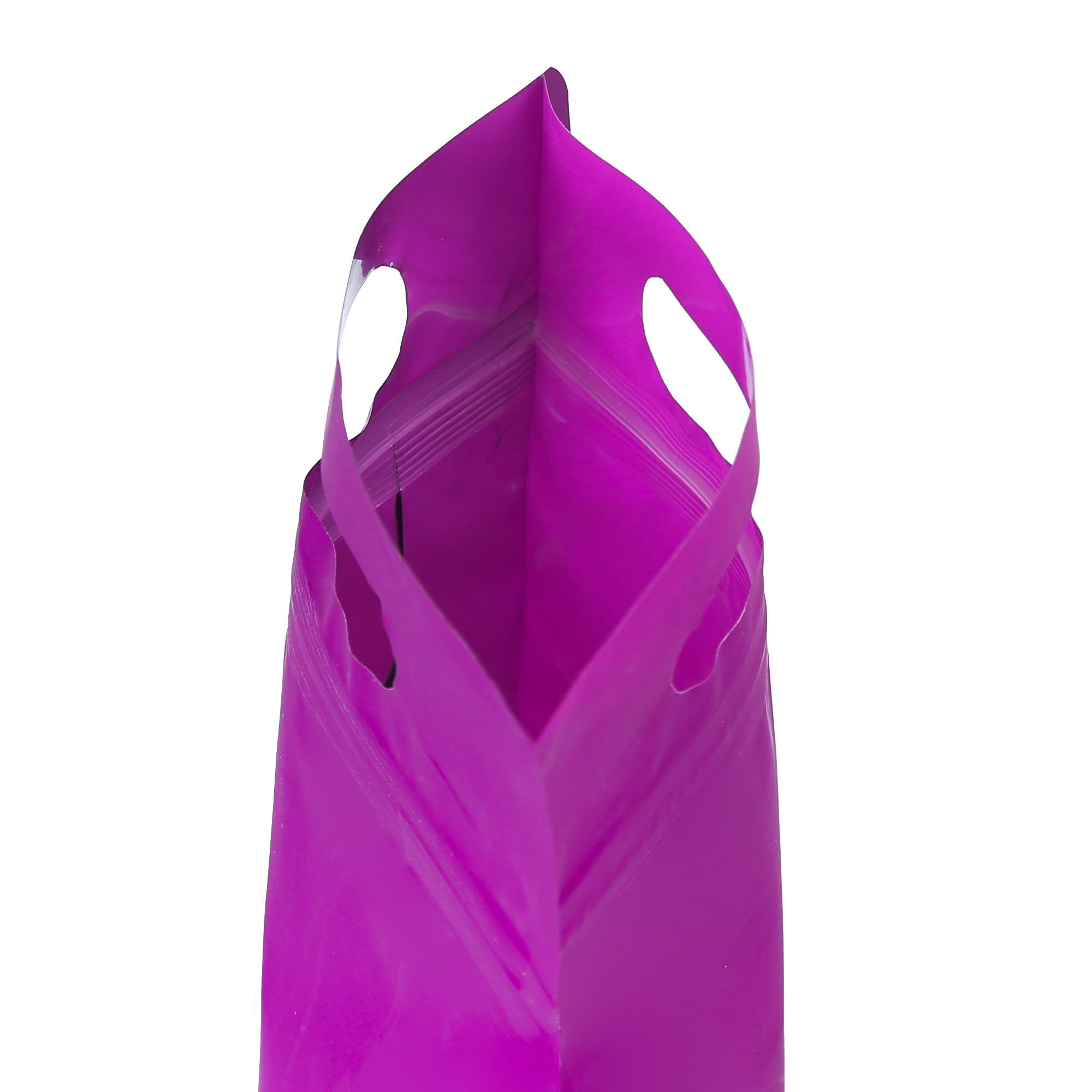 Smooth Matte Acai Purple Side Gusset Stand Strong® Bags with Die Cut Handles