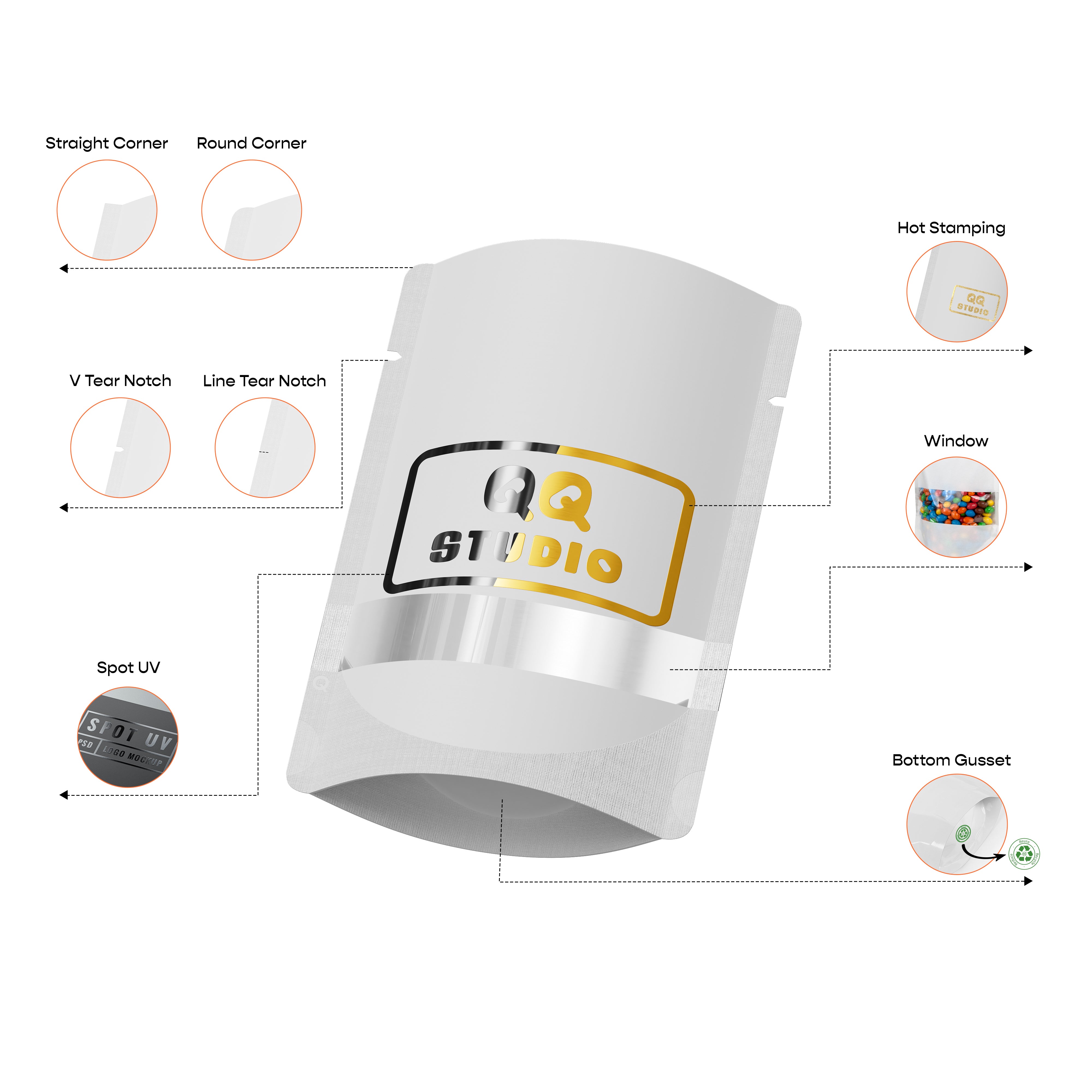 Open Top Bottom Stand Packaging Bag - Reusable Storage Pouch (Design Your Own)