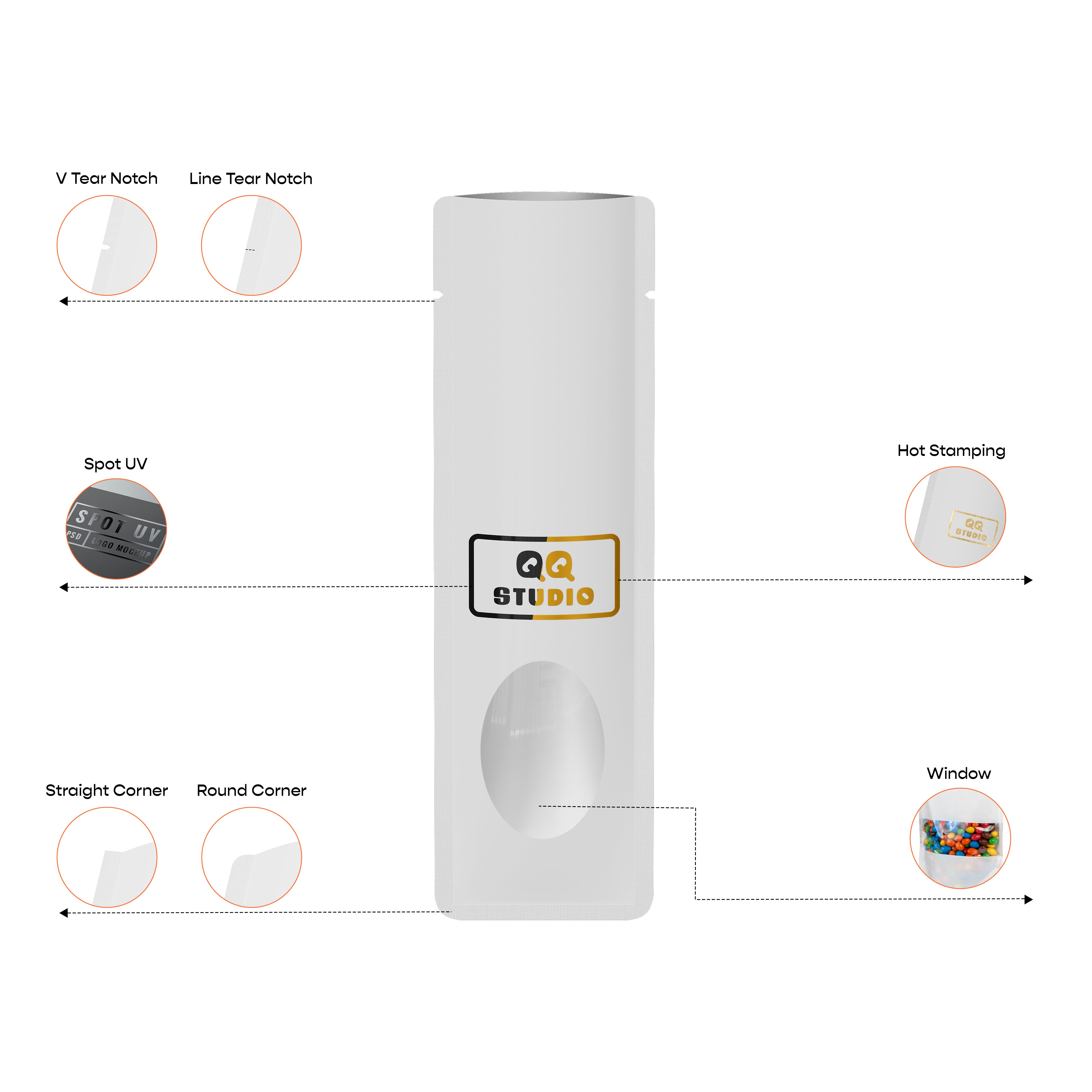 Rectangle Stick Pouch - Fully Customizable Packaging Bag for Snacks & Products (Design Your Own)
