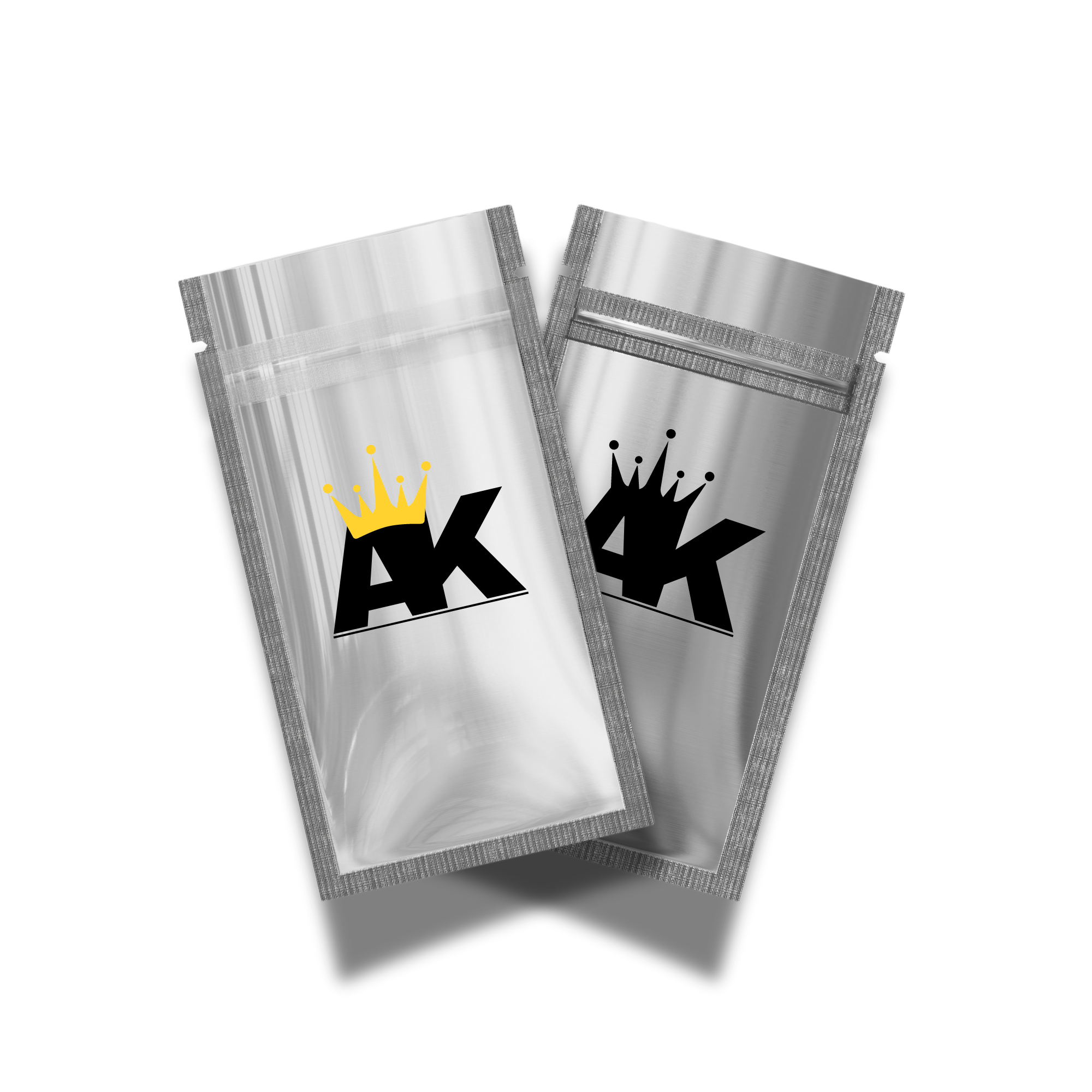 Customizable Single Side Clear Front with Chrome Silver Metallic Foil Flat Zipper Seal Bags (Basic Printing)