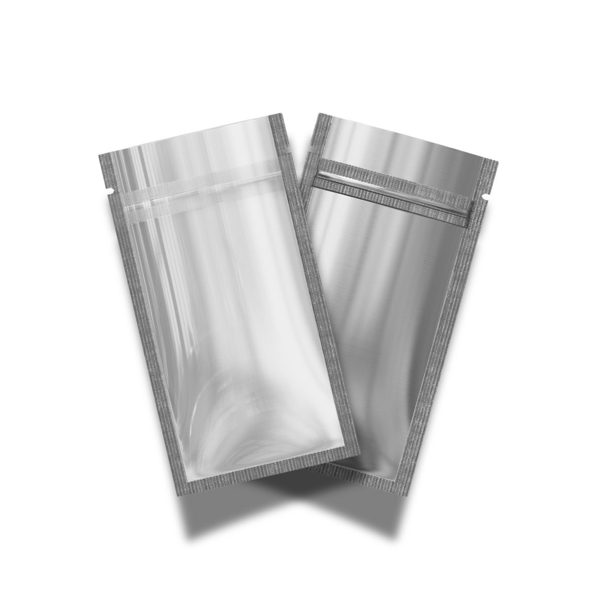 Customizable Single Side Clear Front with Chrome Silver Metallic Foil Flat Zipper Seal Bags (Basic Printing)