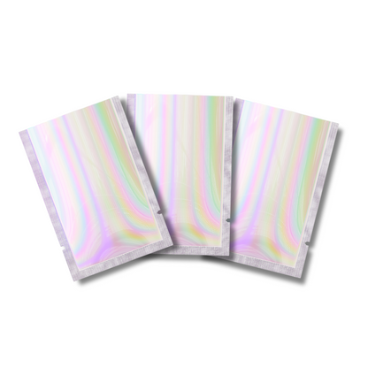 QQ Studio® Glossy Diamond Holographic Mylar Foil Open Fill SlickSeal™ Bags (Basic Printing)