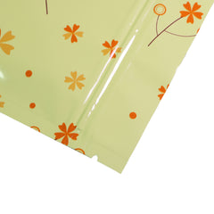 Glossy Autumn Leaves Yellow Flower Designed Foil QuickQlick® Bags Flat Zipper Seal Bags