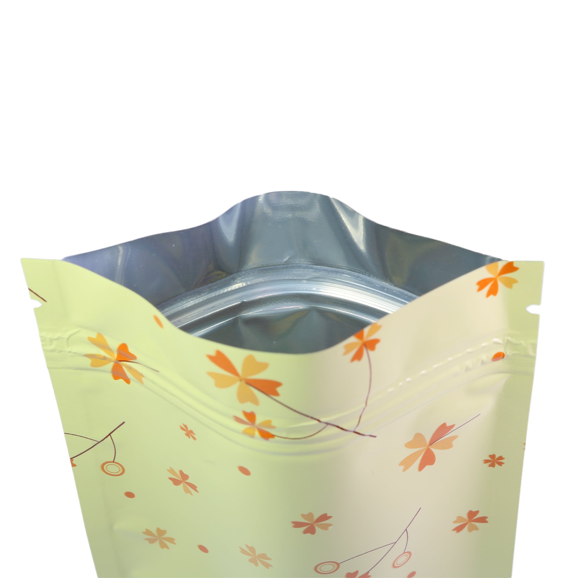 Glossy Autumn Leaves Yellow Flower Designed Foil QuickQlick® Bags Flat Zipper Seal Bags