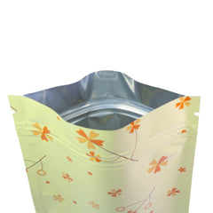 Glossy Autumn Leaves Yellow Flower Designed Foil QuickQlick® Bags Flat Zipper Seal Bags