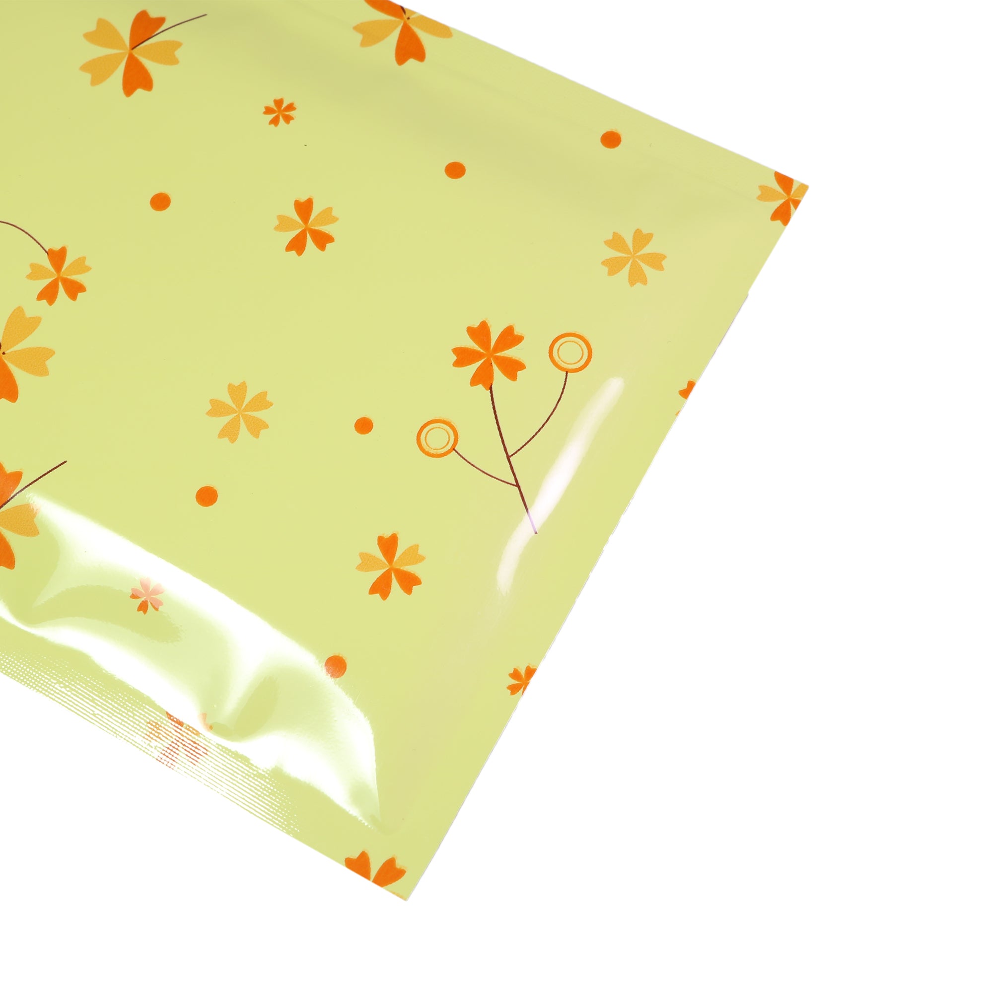 Glossy Autumn Leaves Yellow Flower Designed Foil QuickQlick® Bags Flat Zipper Seal Bags