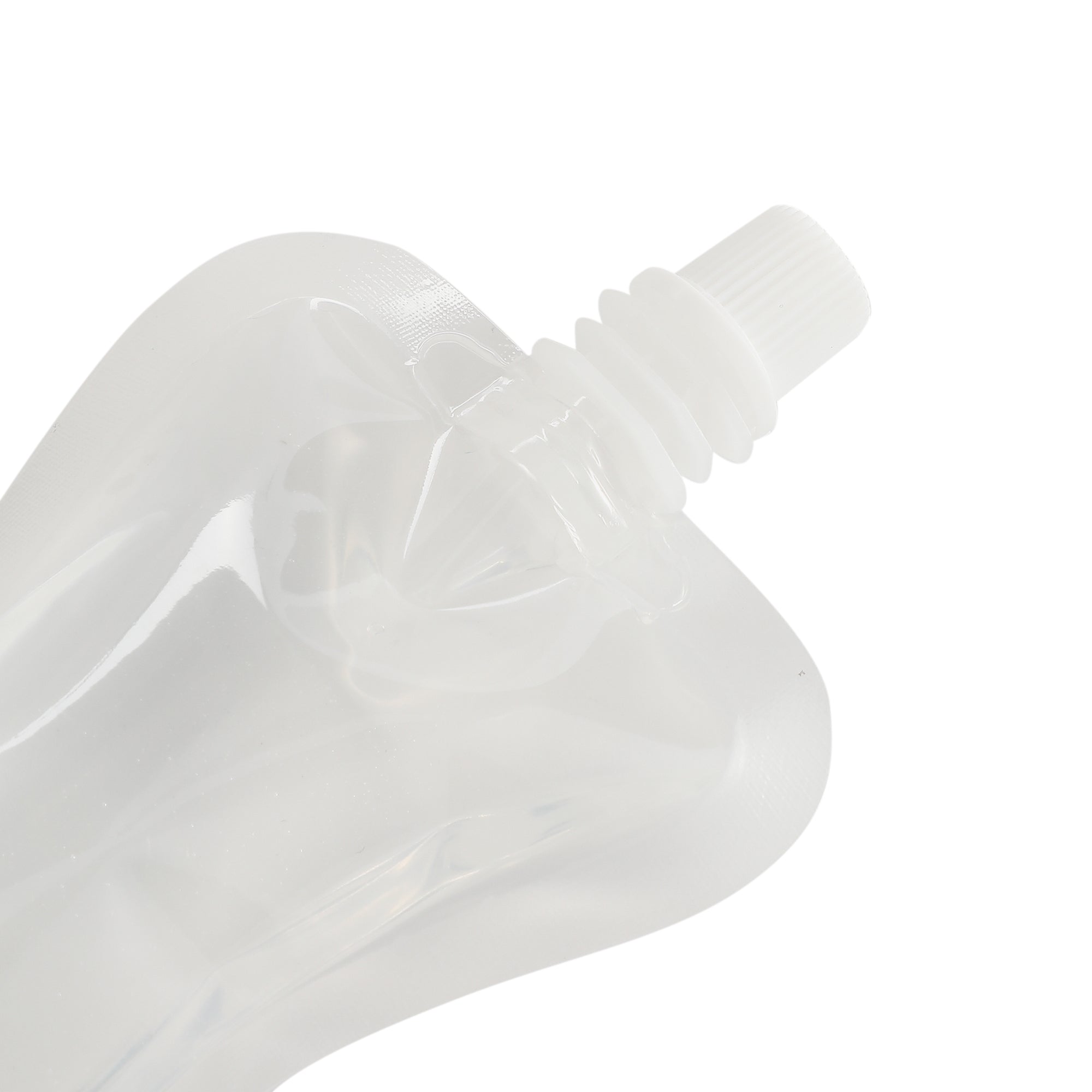 Glossy Clarity Clear Hourglass Plastic Stand Pouch with Top Screw Cap Spout