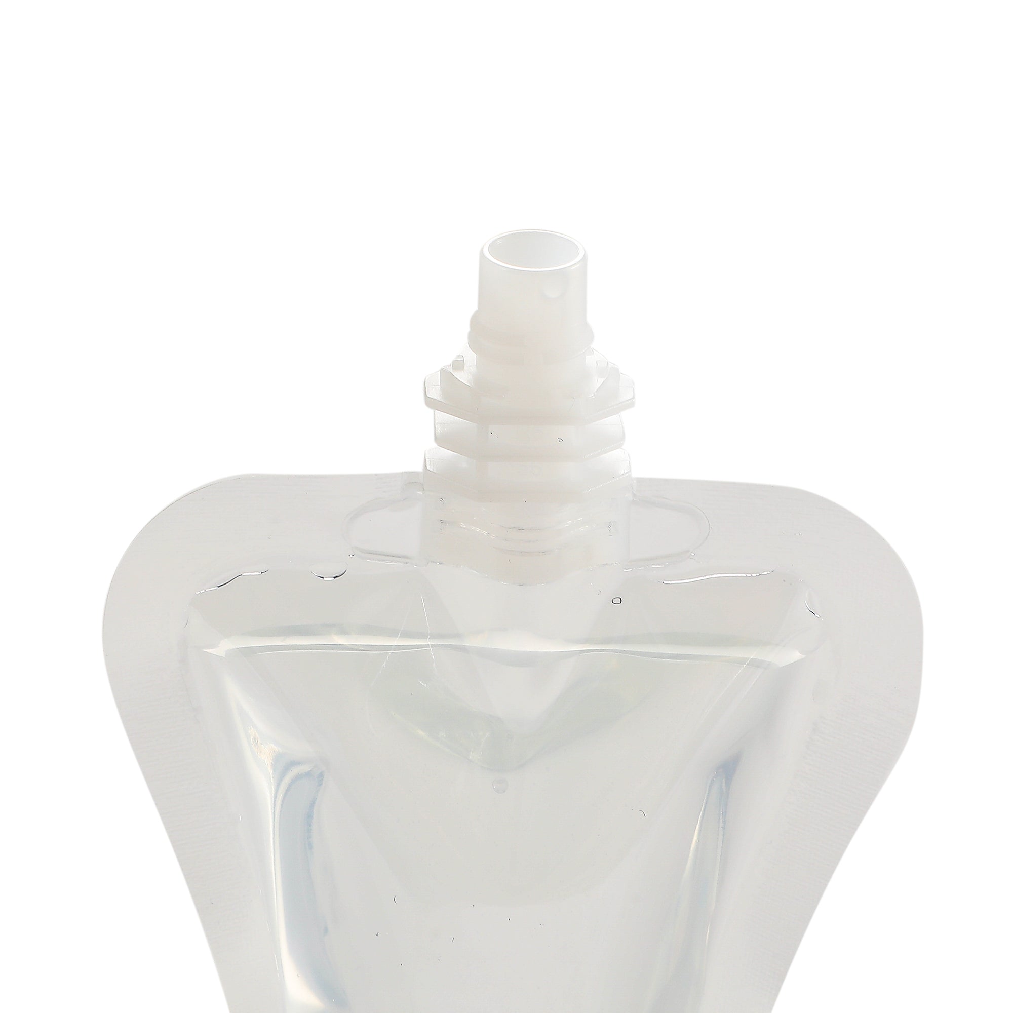 Glossy Clarity Clear Hourglass Plastic Stand Pouch with Top Screw Cap Spout
