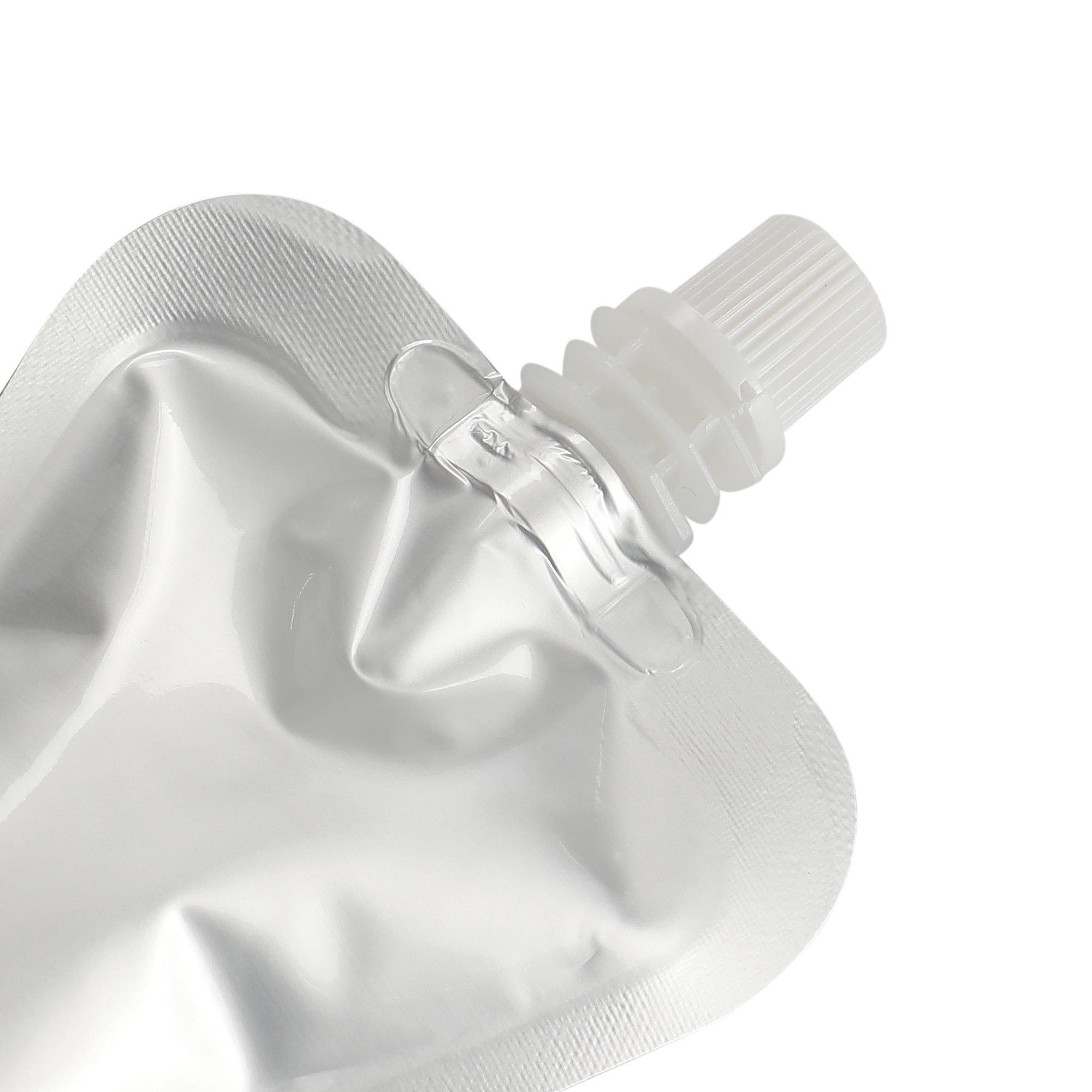 Aluminum Iron Silver Stand Pouch with Top Screw Cap Spout