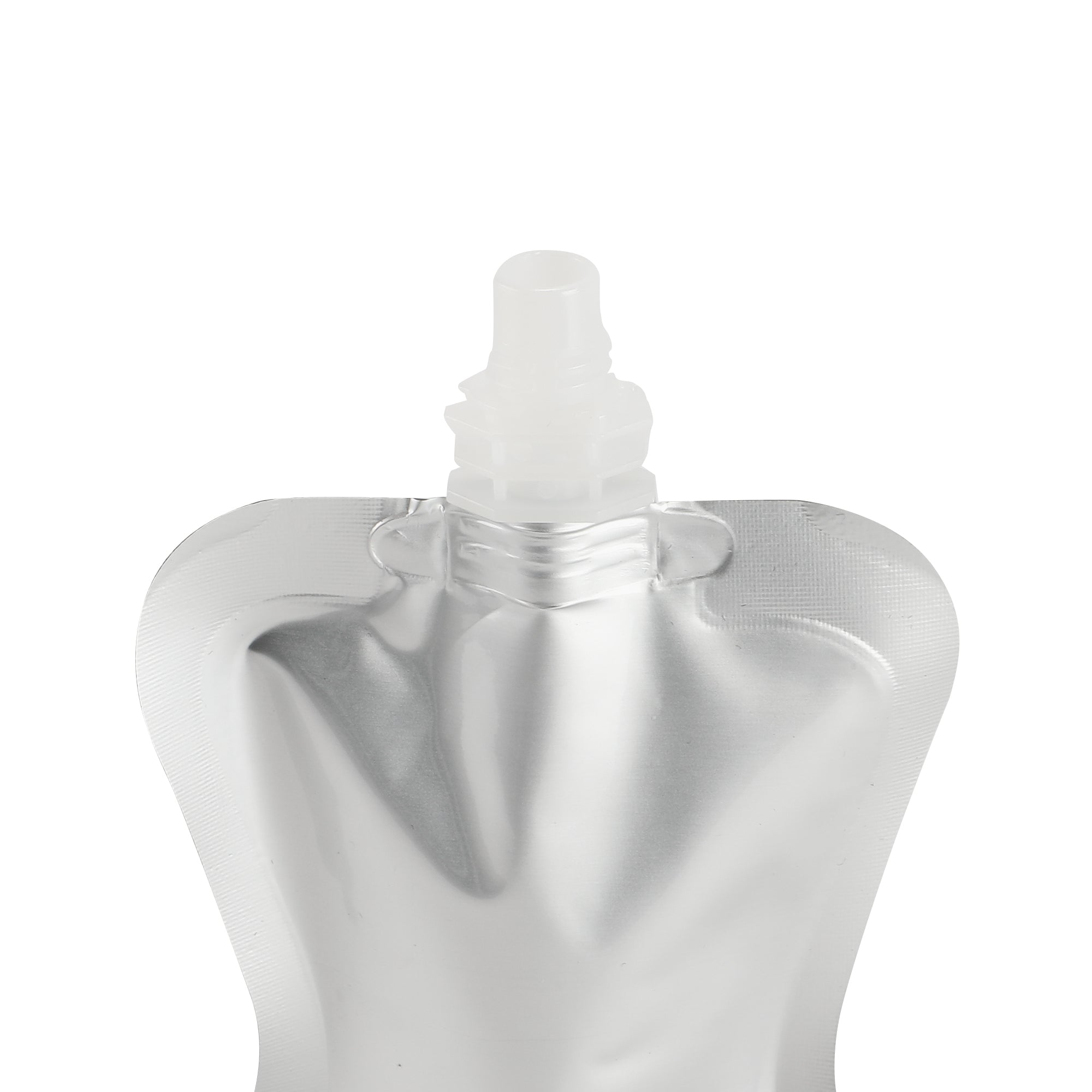 Aluminum Iron Silver Stand Pouch with Top Screw Cap Spout