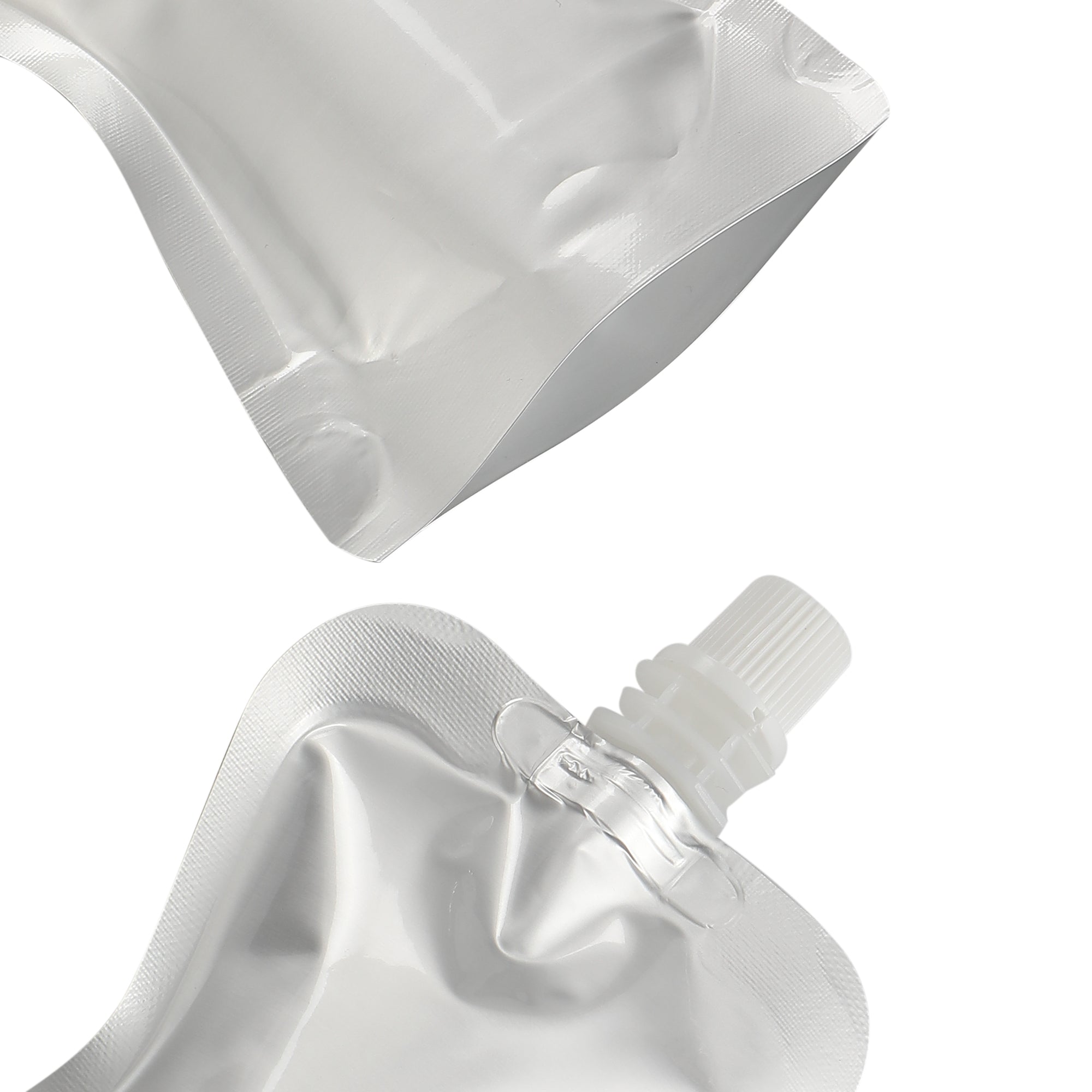 Aluminum Iron Silver Stand Pouch with Top Screw Cap Spout