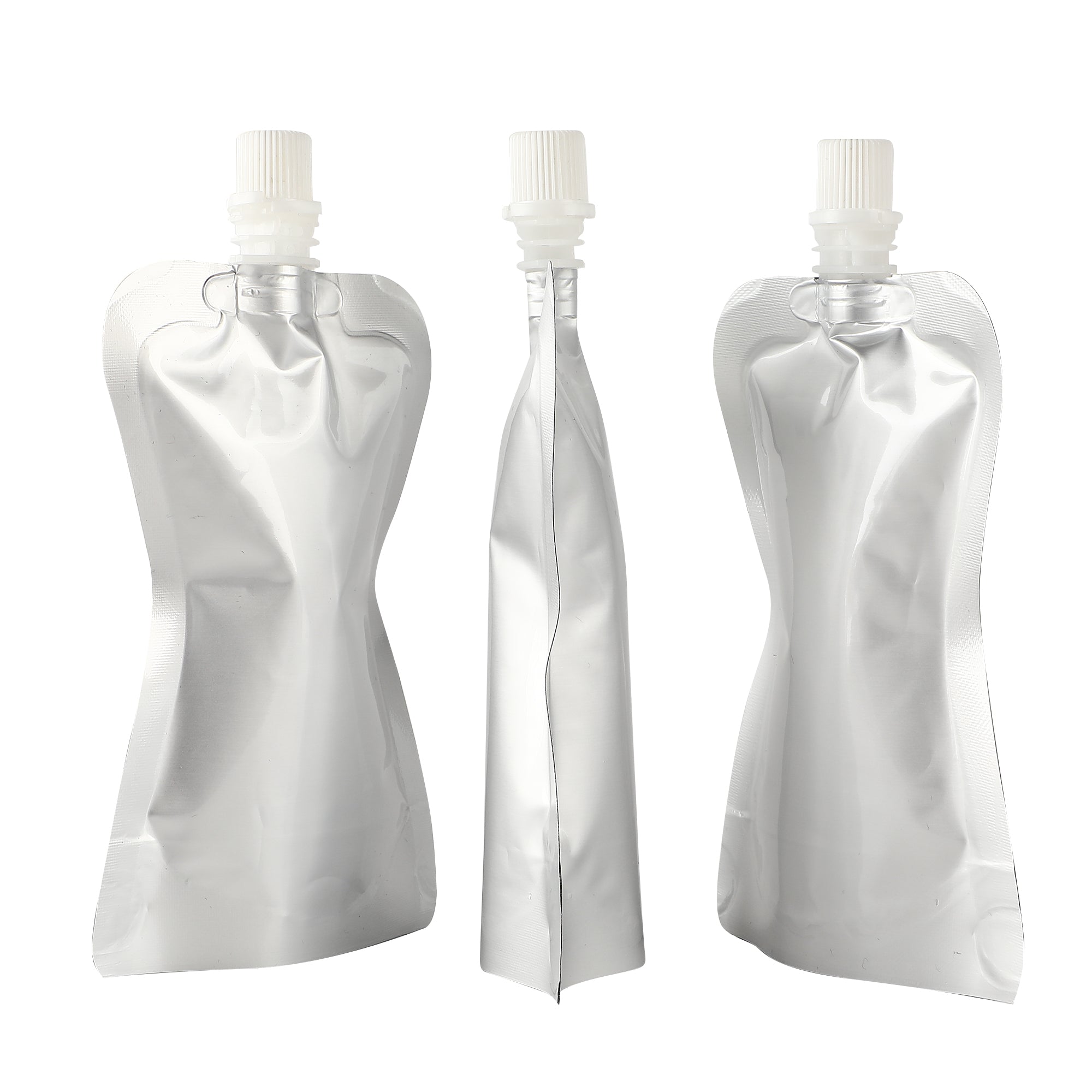 Aluminum Iron Silver Stand Pouch with Top Screw Cap Spout