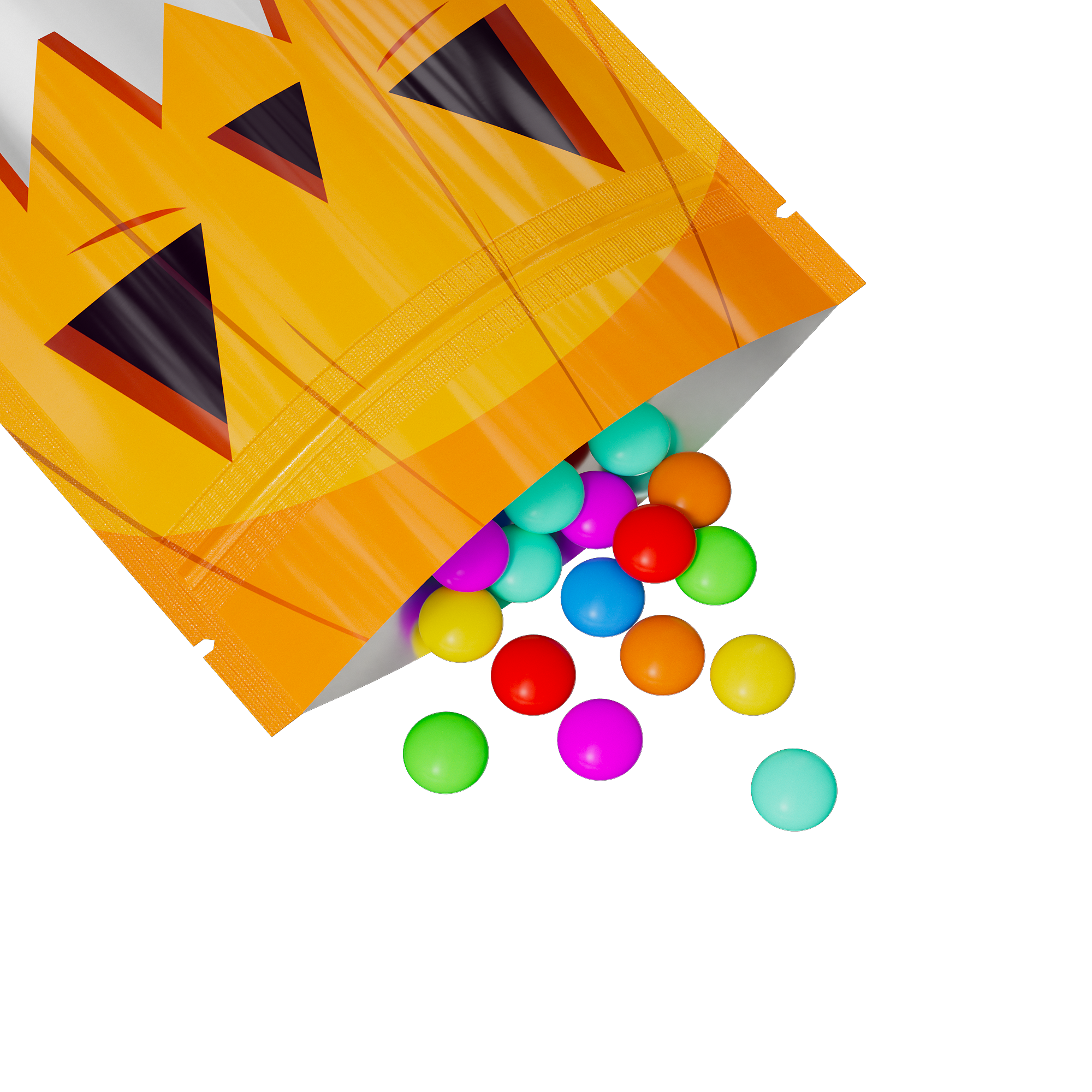 Double-Sided Glossy Halloween Orange Pumpkin Designed Mylar Stand Strong® Bags
