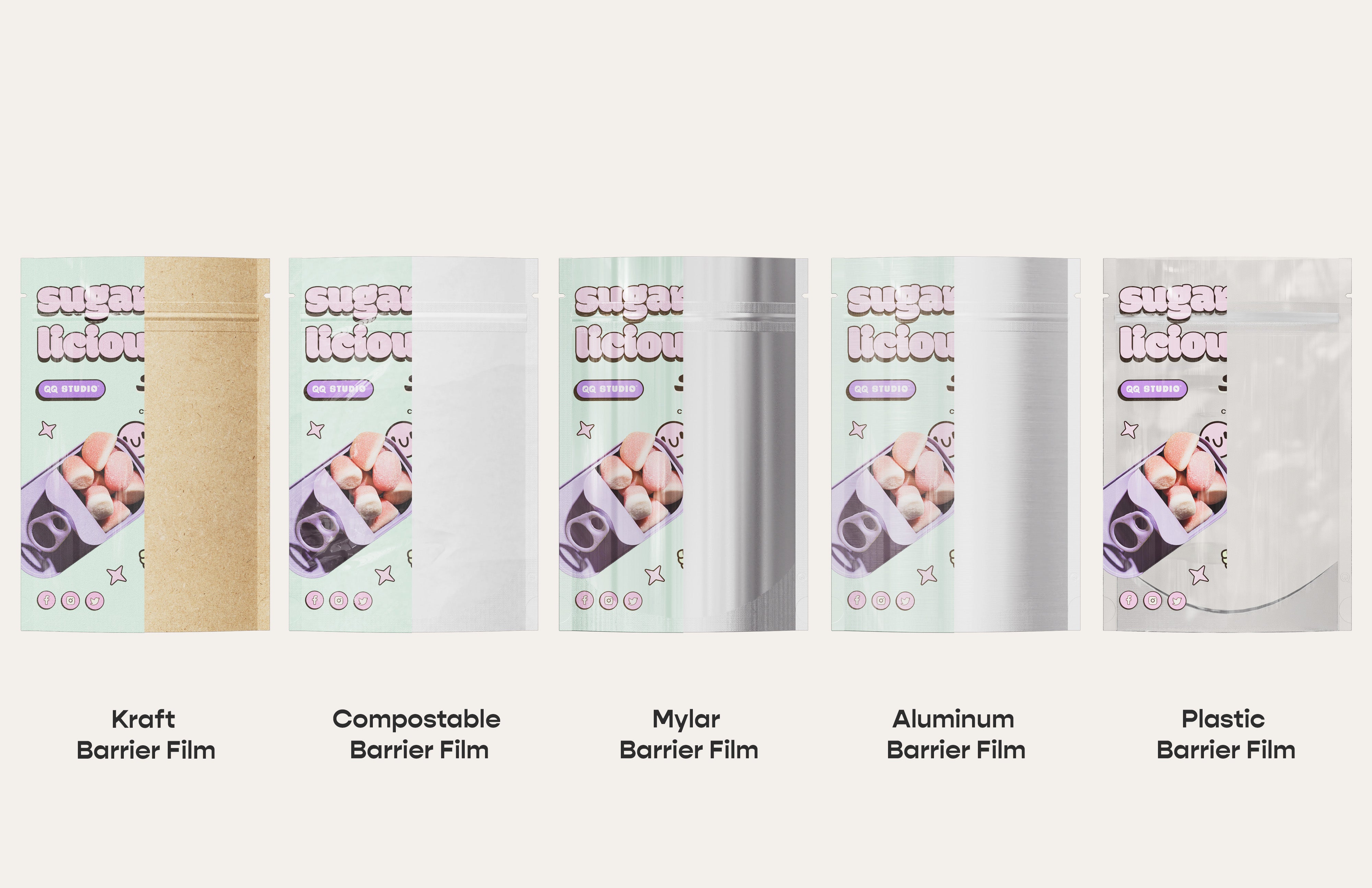 PLA Compostable Stand-Up Ziplock Packaging Bag – Reusable Pouch (Design Your Own)