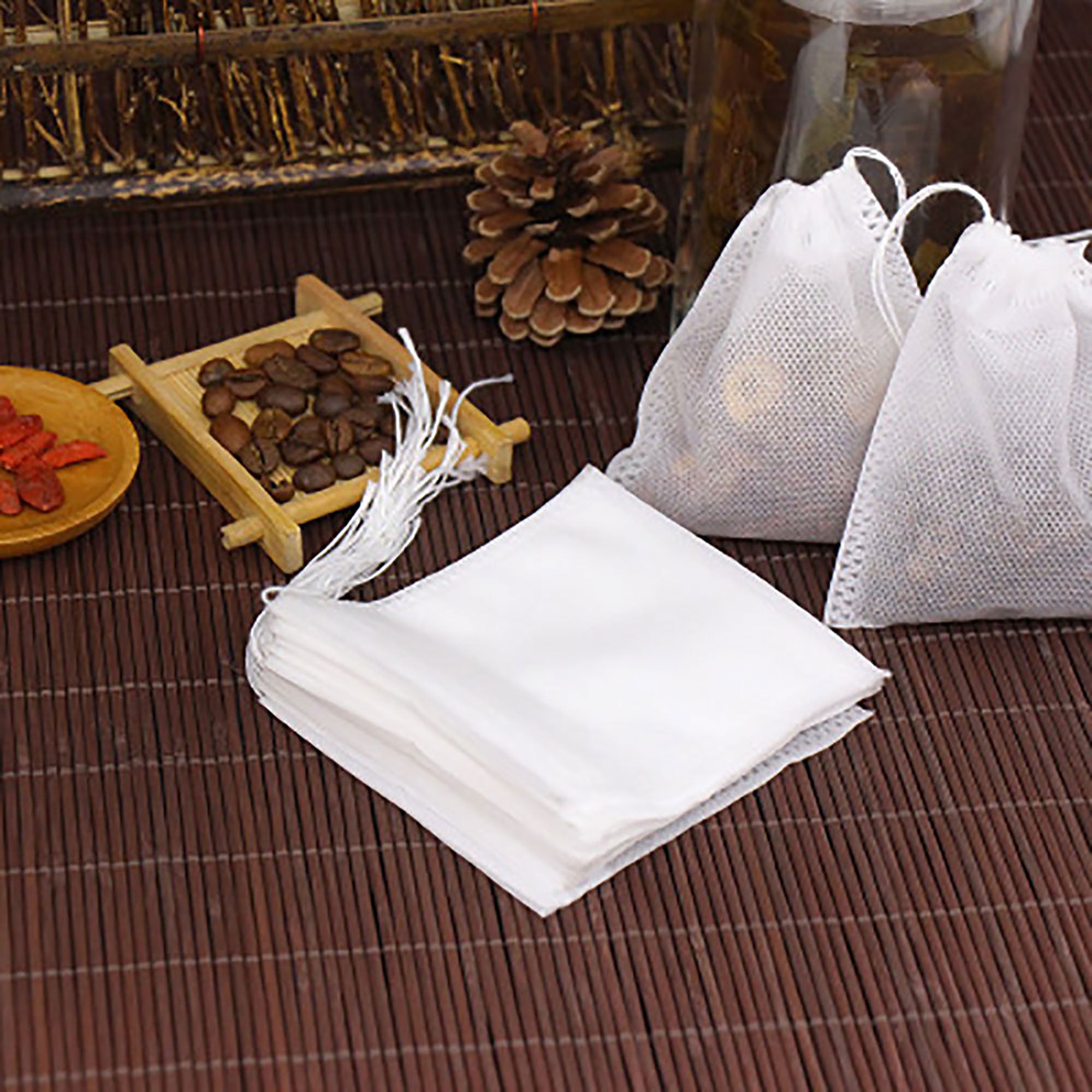 White Non-Woven Filter Drawstring Bags