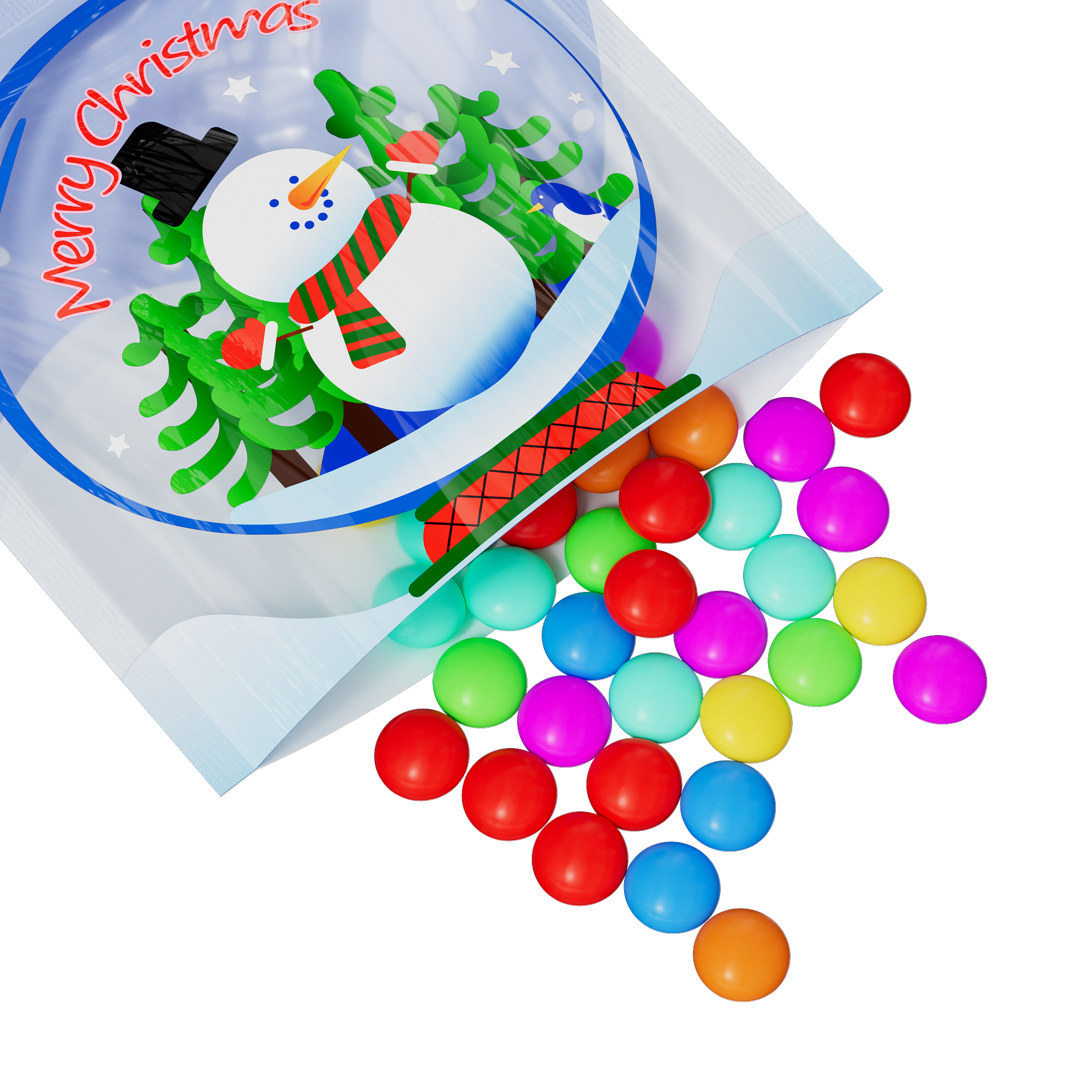 Clear Merry Christmas Snow Globe Window Display Flat Open Fill SlickSeal™ Bags