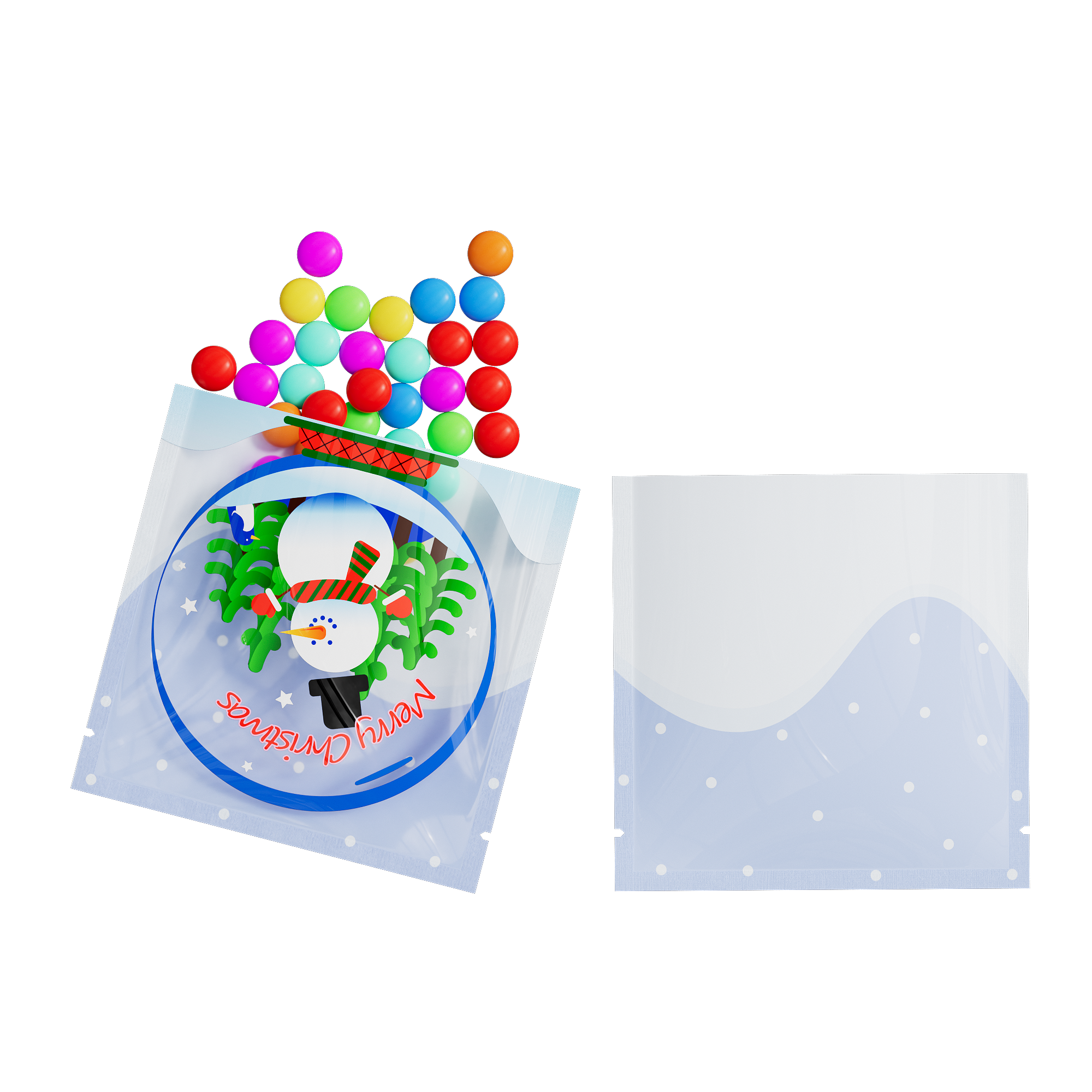 Clear Merry Christmas Snow Globe Window Display Flat Open Fill SlickSeal™ Bags
