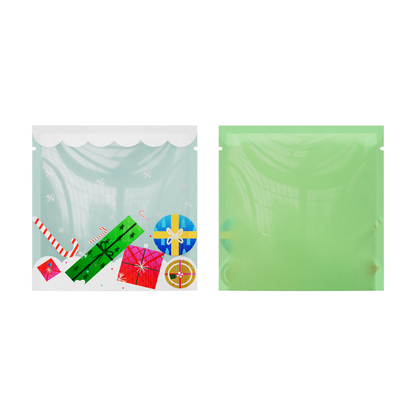 QQ Studio® Clear Holiday Gift Window Display and Green Flat Open Fill Slick Seal™ Bags