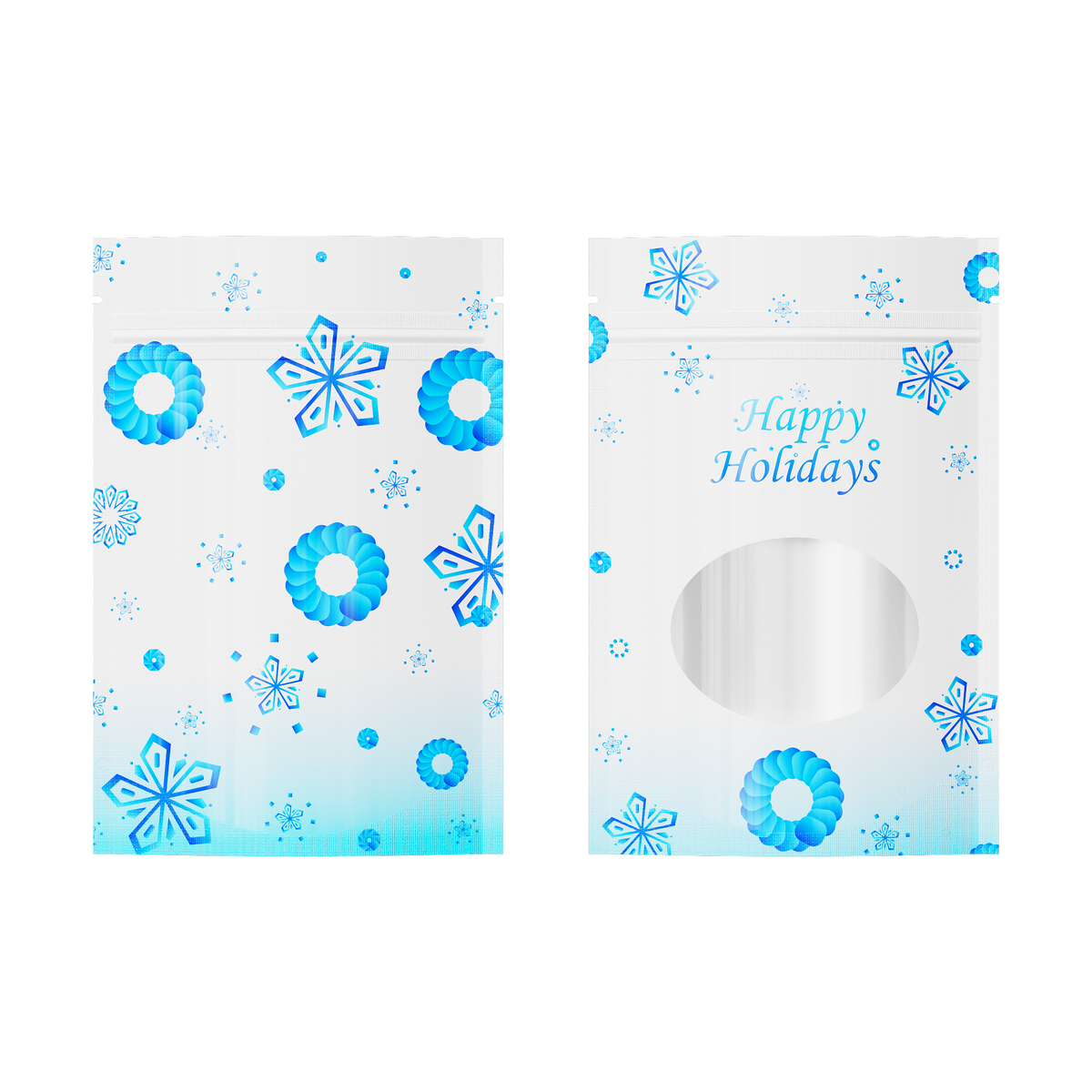 Glossy Happy Holidays Round Window Plastic and Mylar Stand Strong® Bags
