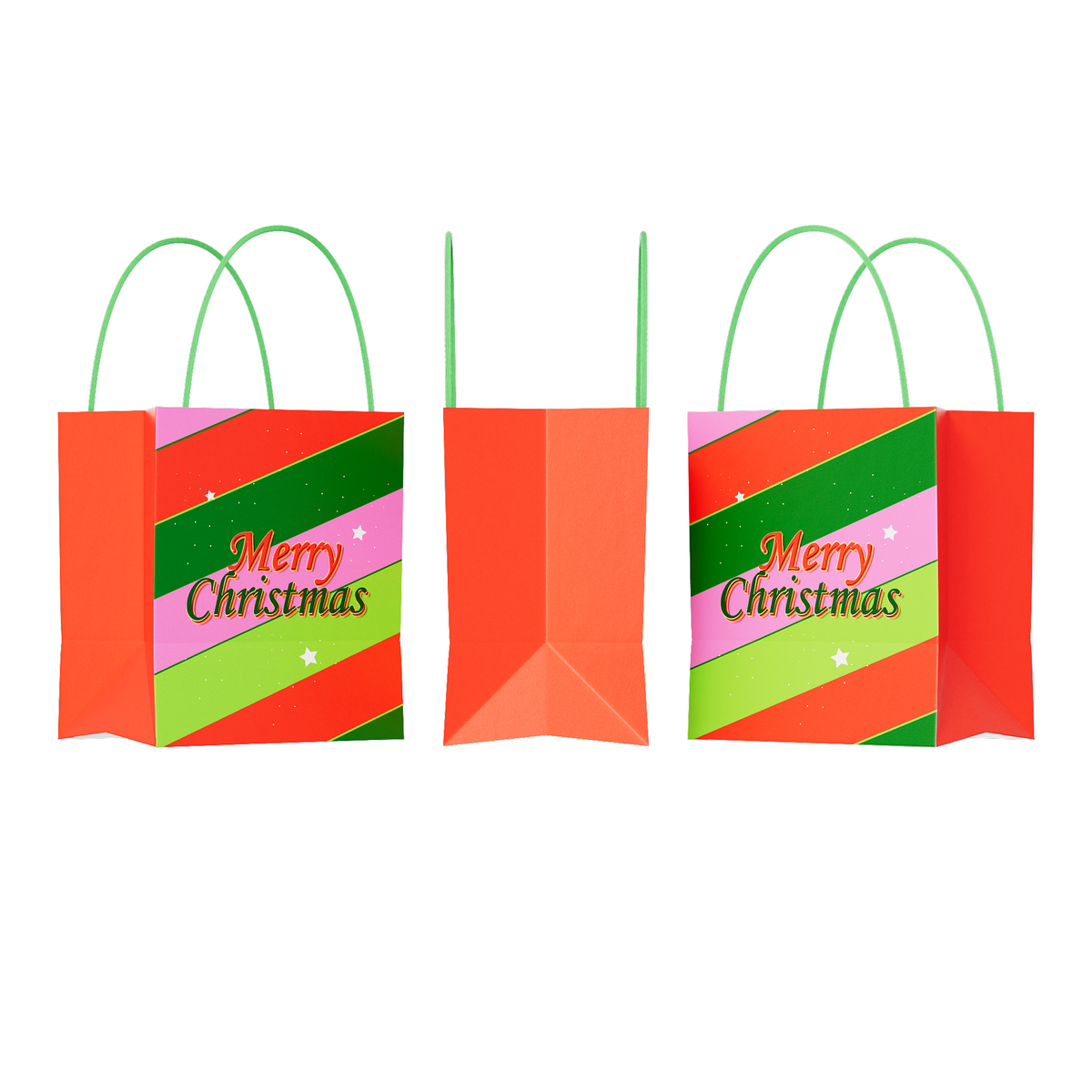 Merry Christmas Kraft Gift Bags with Handle