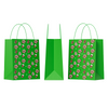 QQ Studio® Merry Christmas Kraft Gift Bags with Handle - Green Cookie Biscuit Design