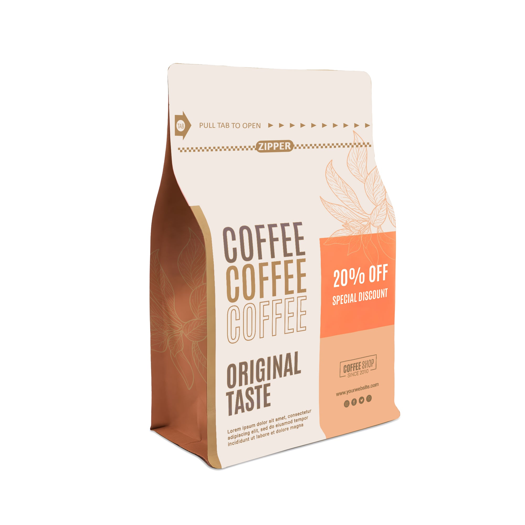 Gusset Bag With Ziplock in Vertical Shape (Design Your Own)