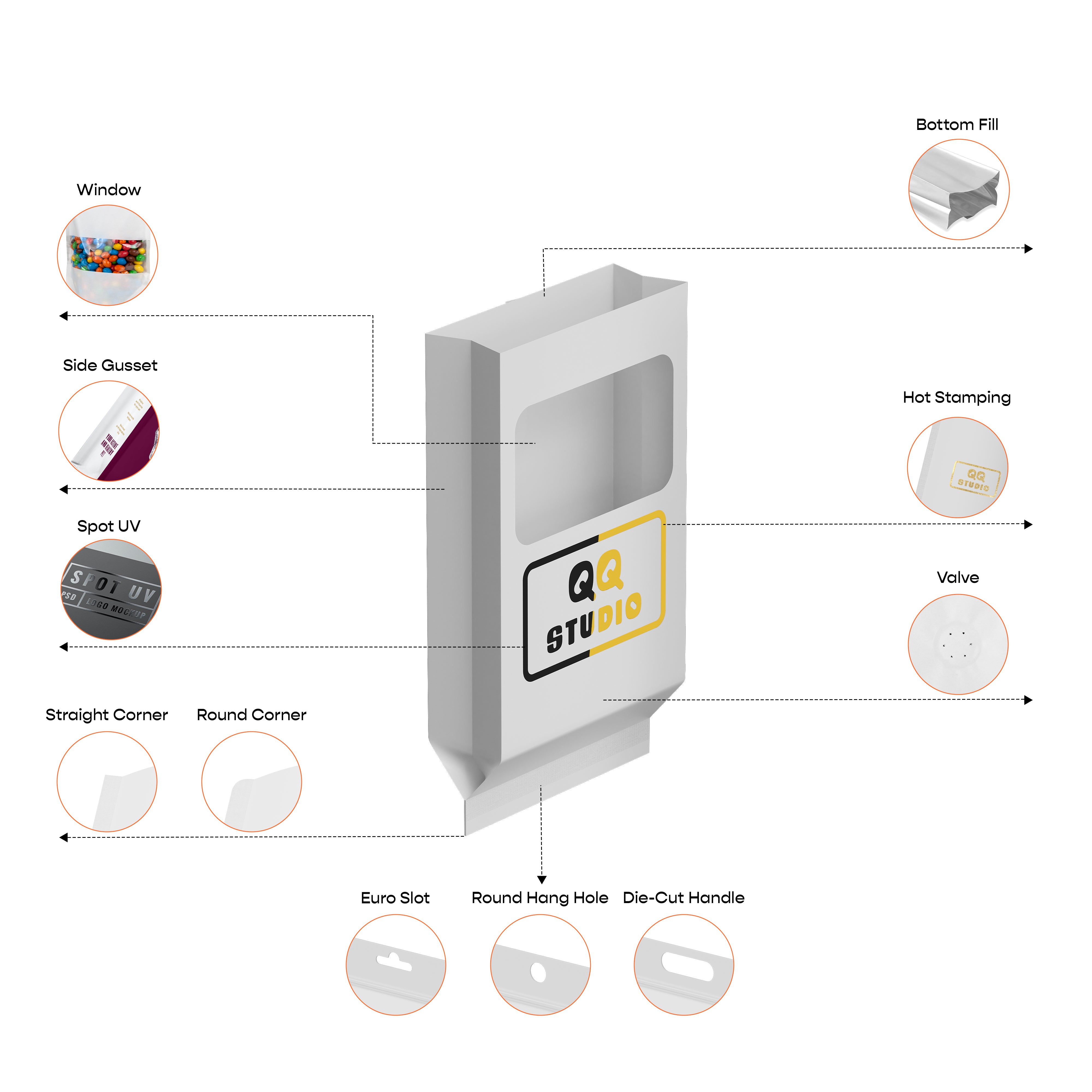 Stand-Up Ziplock Side Gusset Bag with Center Seal (Design Your Own)