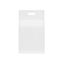 Customizable Clean Clear Polyethylene Side Gusset Stand Up Zipper Seal Bags with Die Cut Handles (Full Customization)