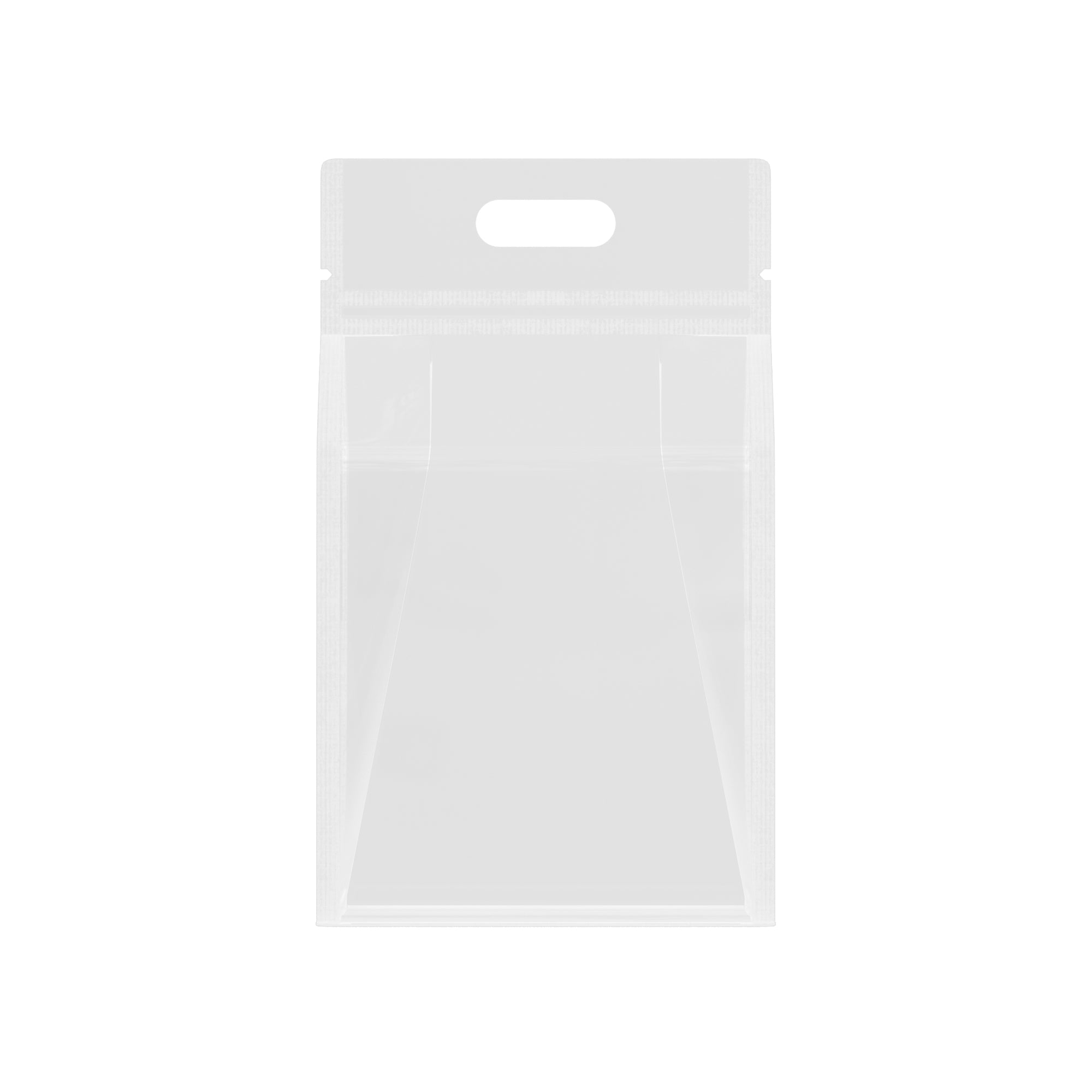 Customizable Clean Clear Polyethylene Side Gusset Stand Zipper Seal Bags with Die Cut Handles (Basic Printing)